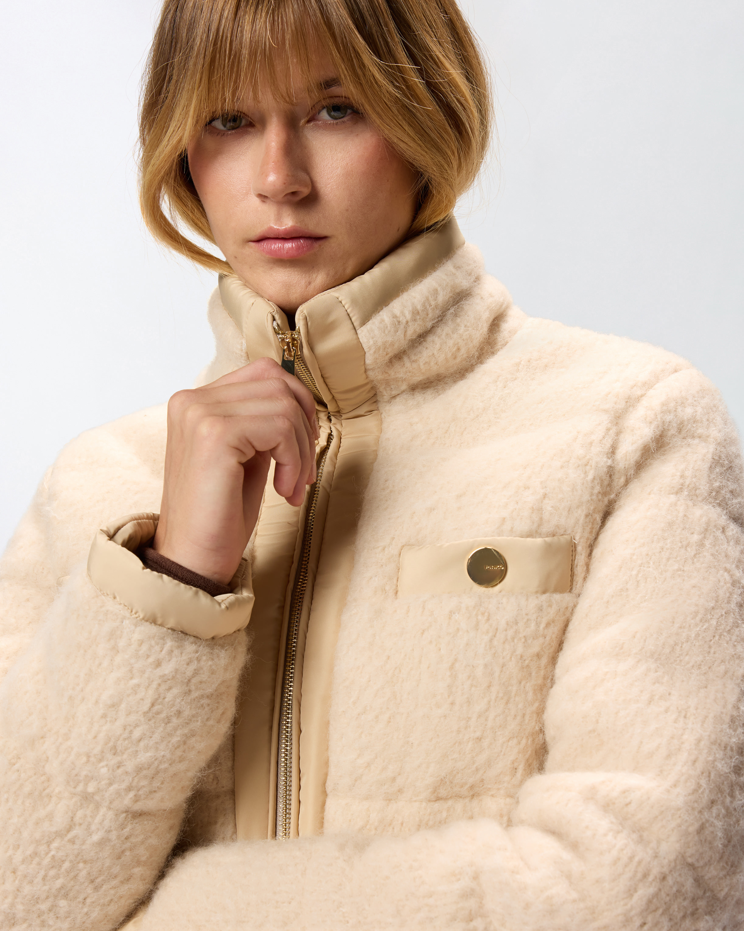 Pinko Quilted High-neck Jacket In Nude