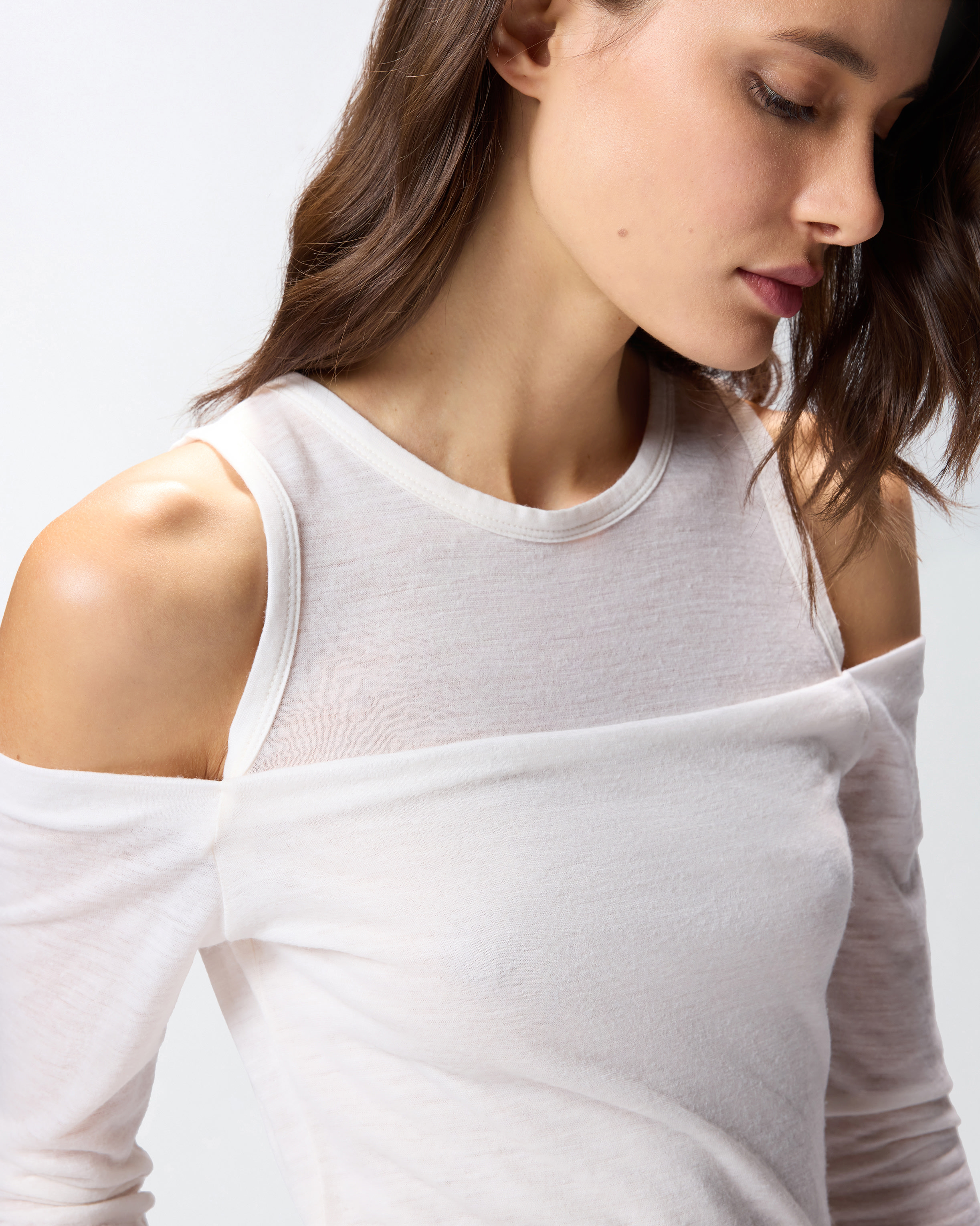 Pinko Off-the-shoulder Wool Blend Jersey Top In White