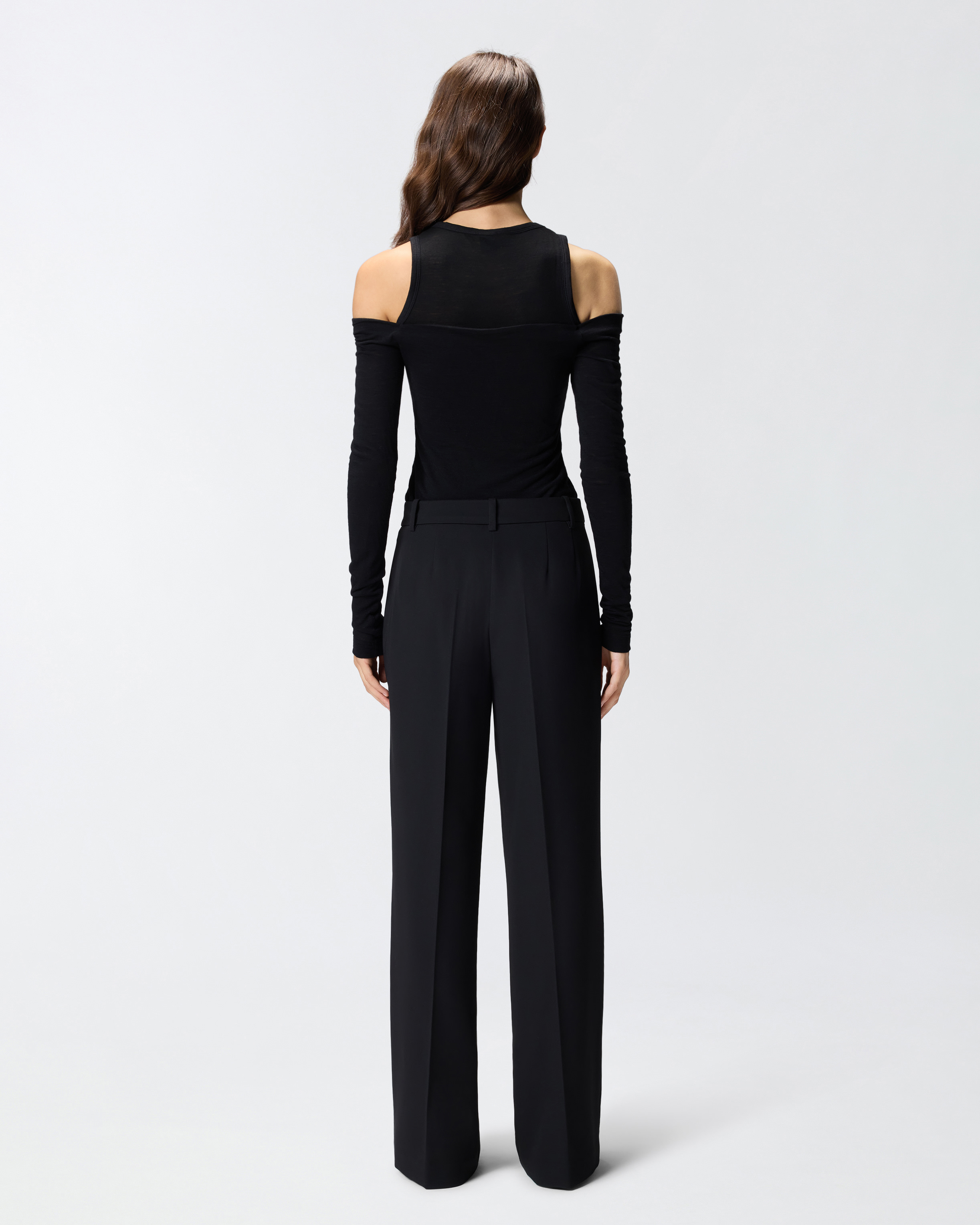 Pinko Off-the-shoulder Wool Blend Jersey Top In Black