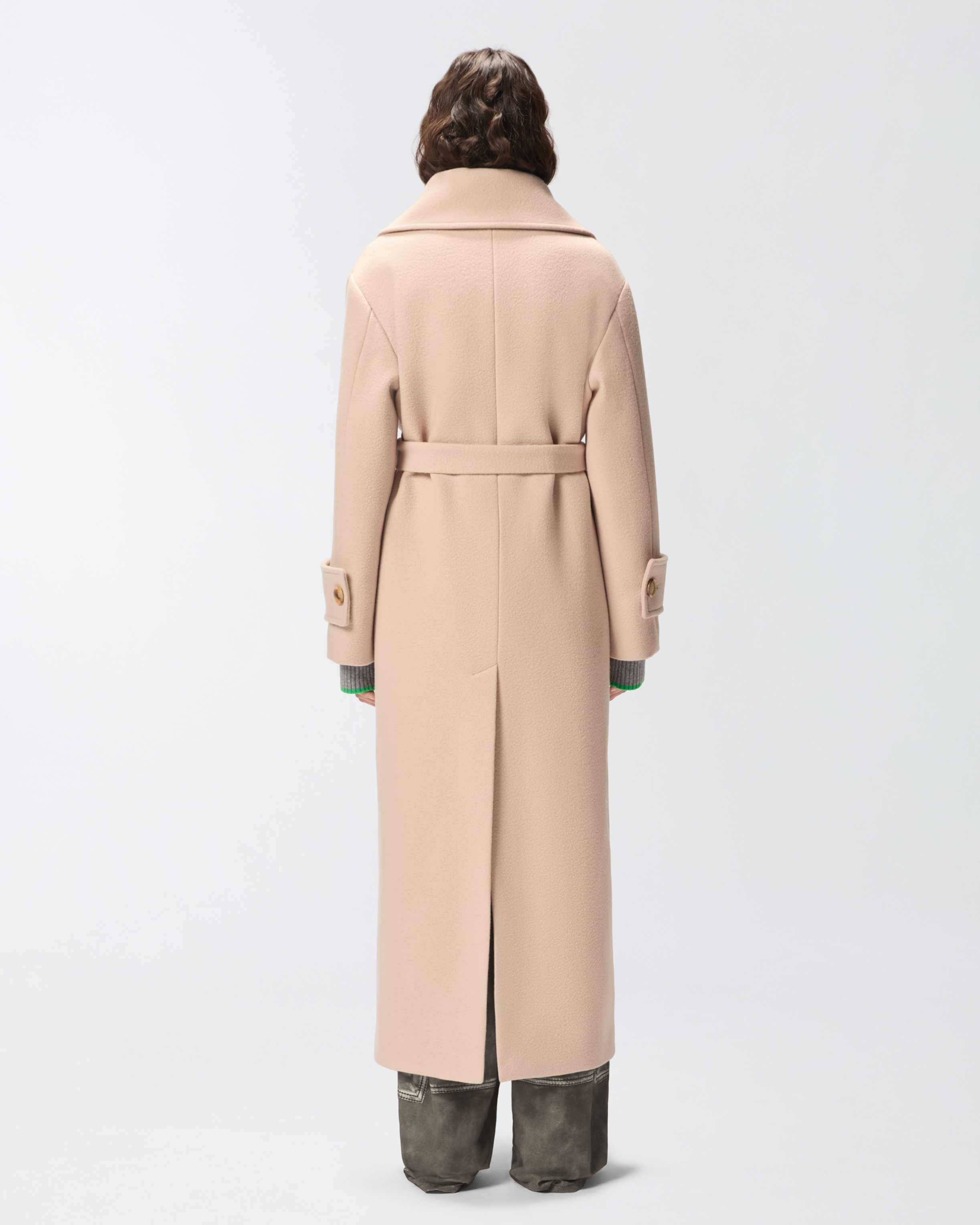 Langer Mantel aus Tuch mit Gürtel 2