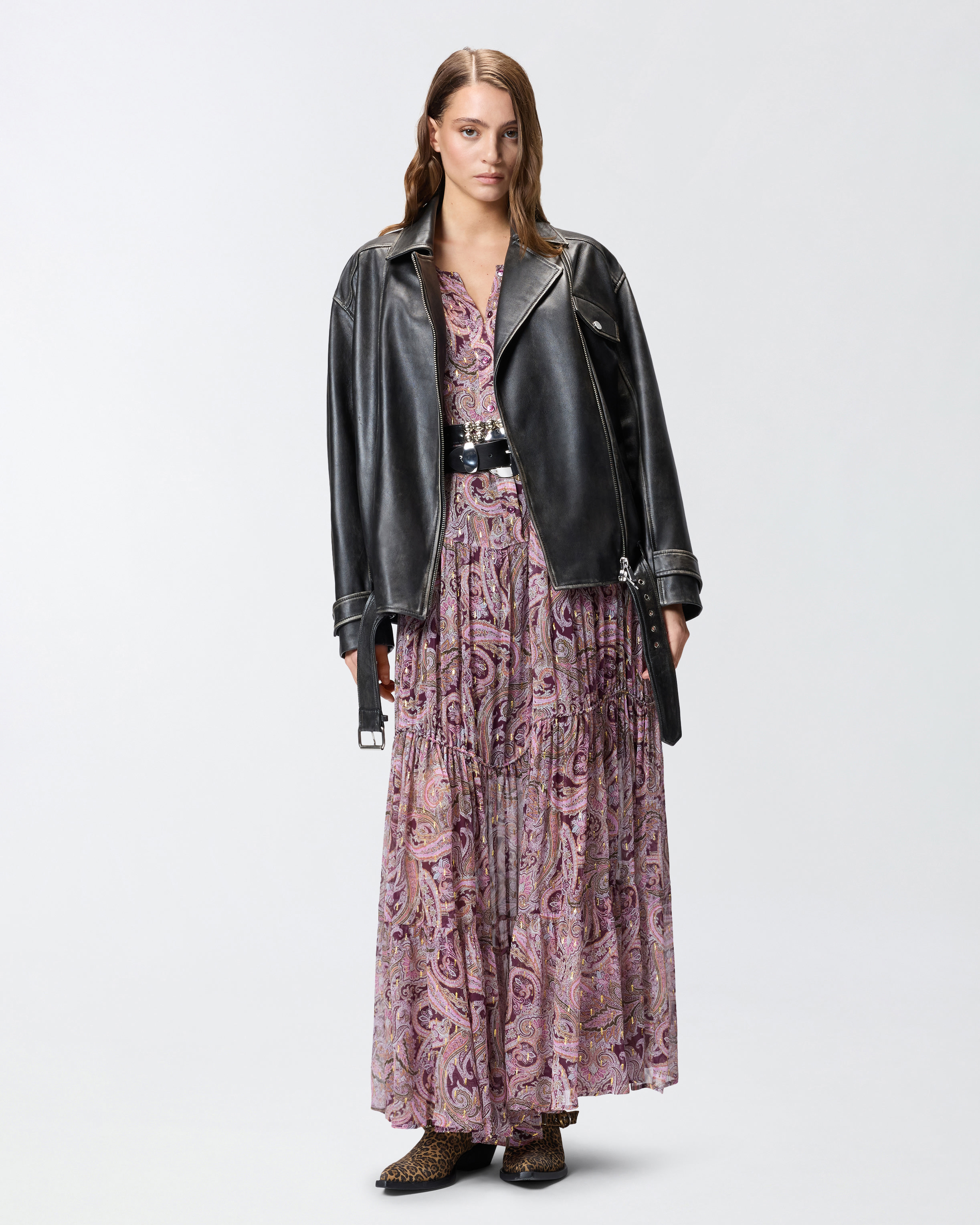 Long lurex crêponne dress with paisley print PINKO → Shop