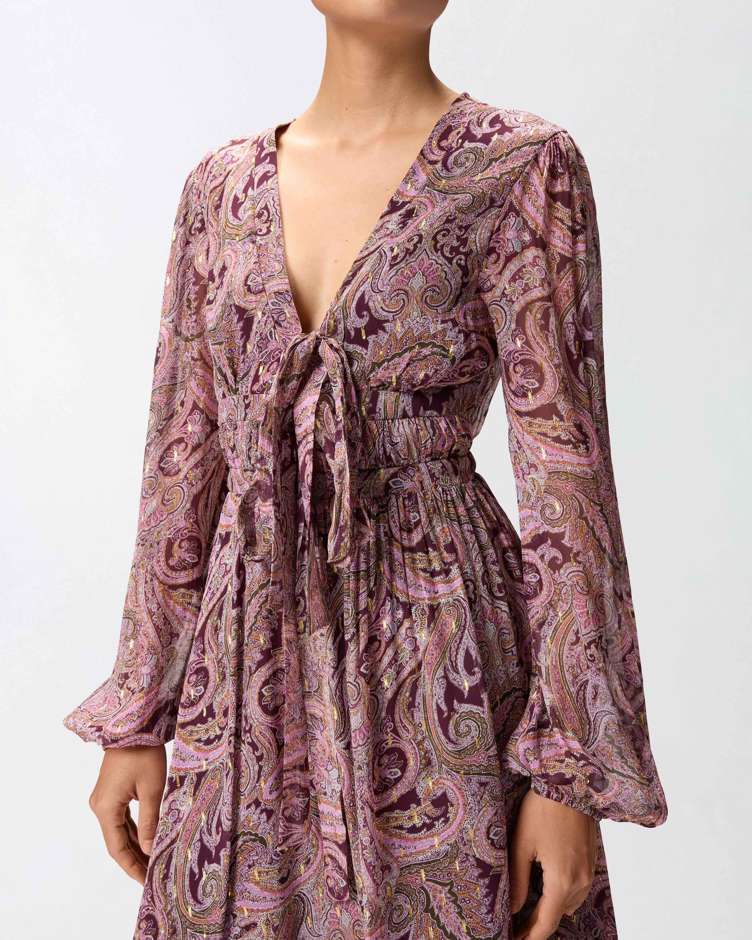 Vestido corto con estampado de cachemira metalizado 3