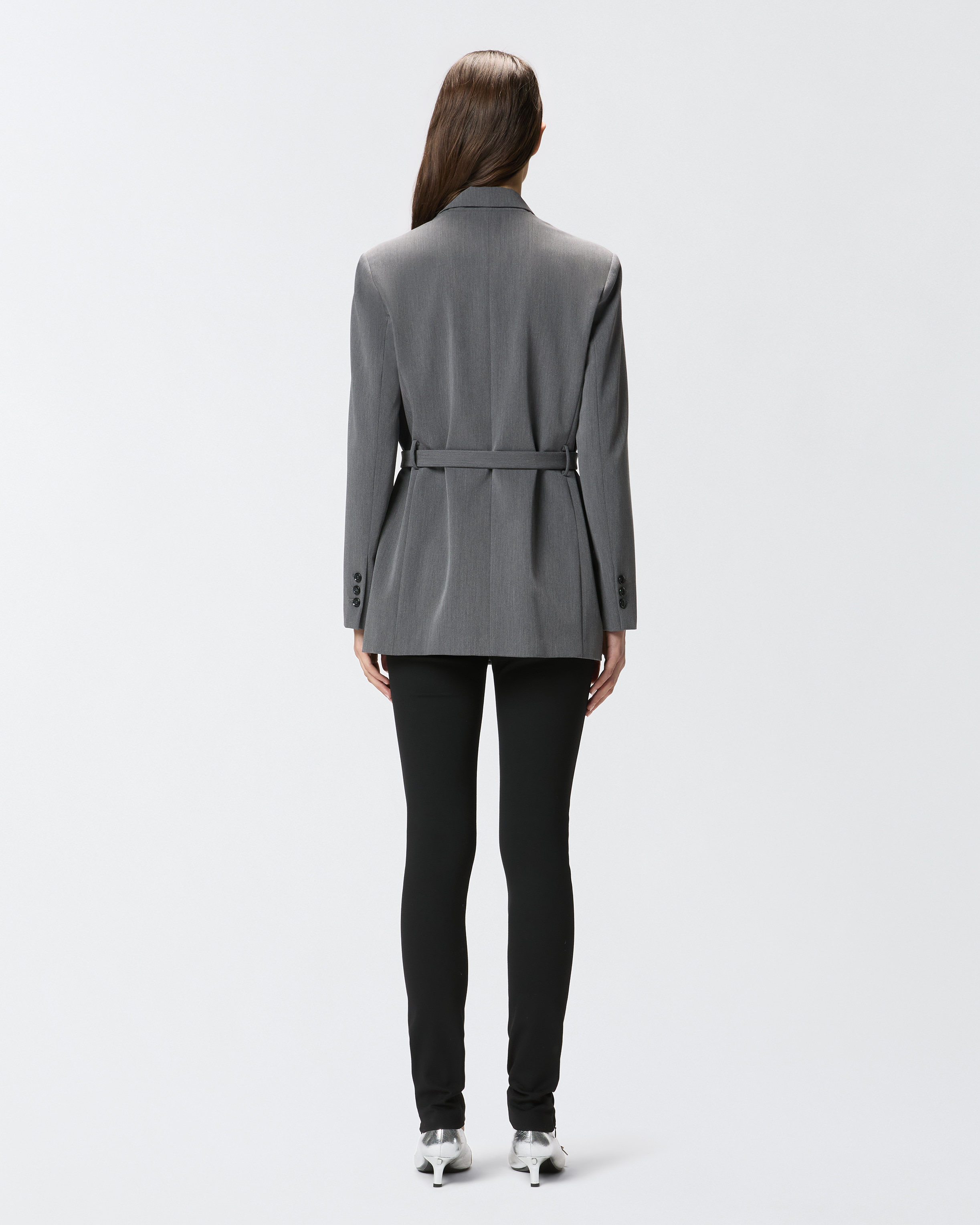 Grey cool wool blazer with belt 2