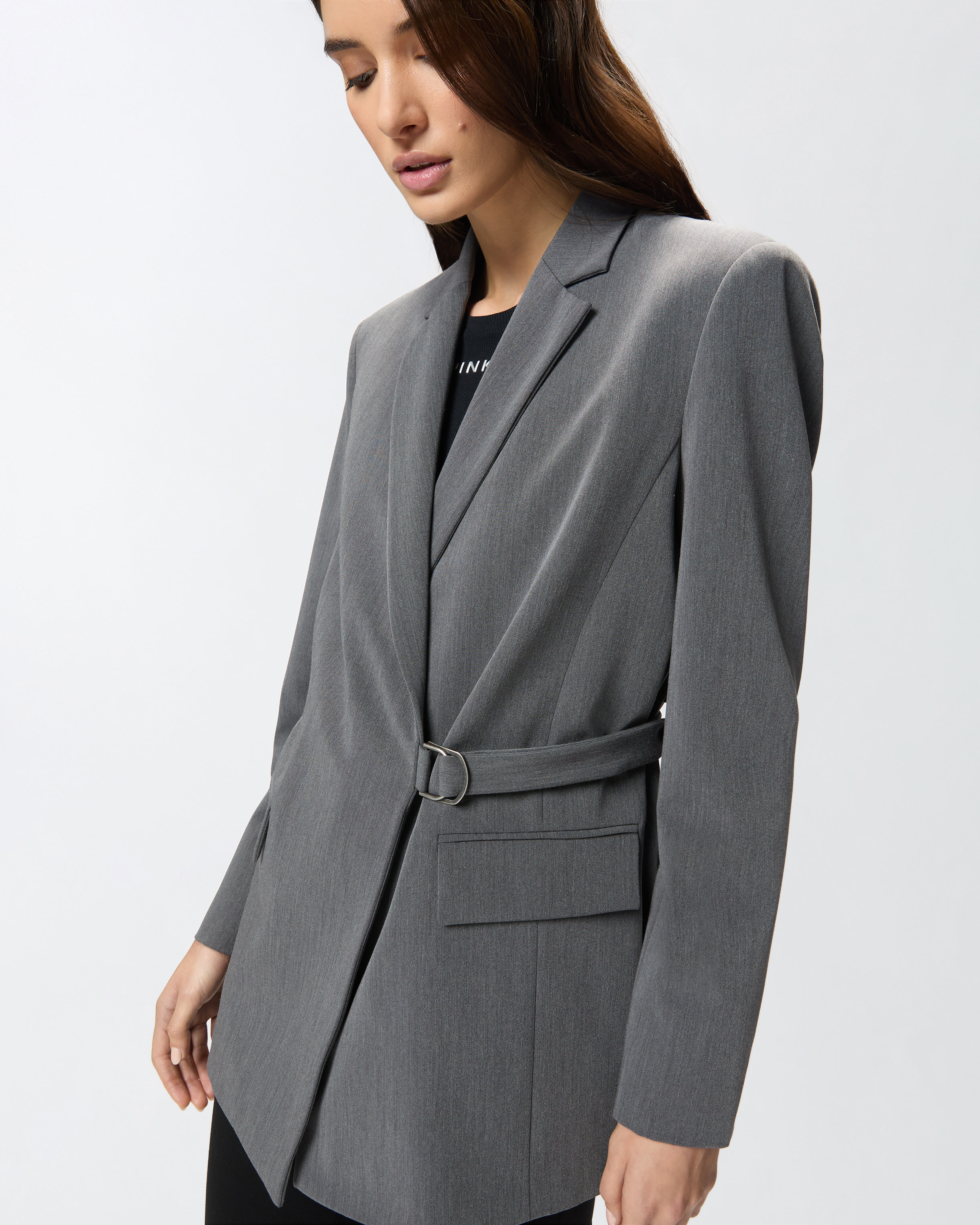 Grey cool wool blazer with belt 3
