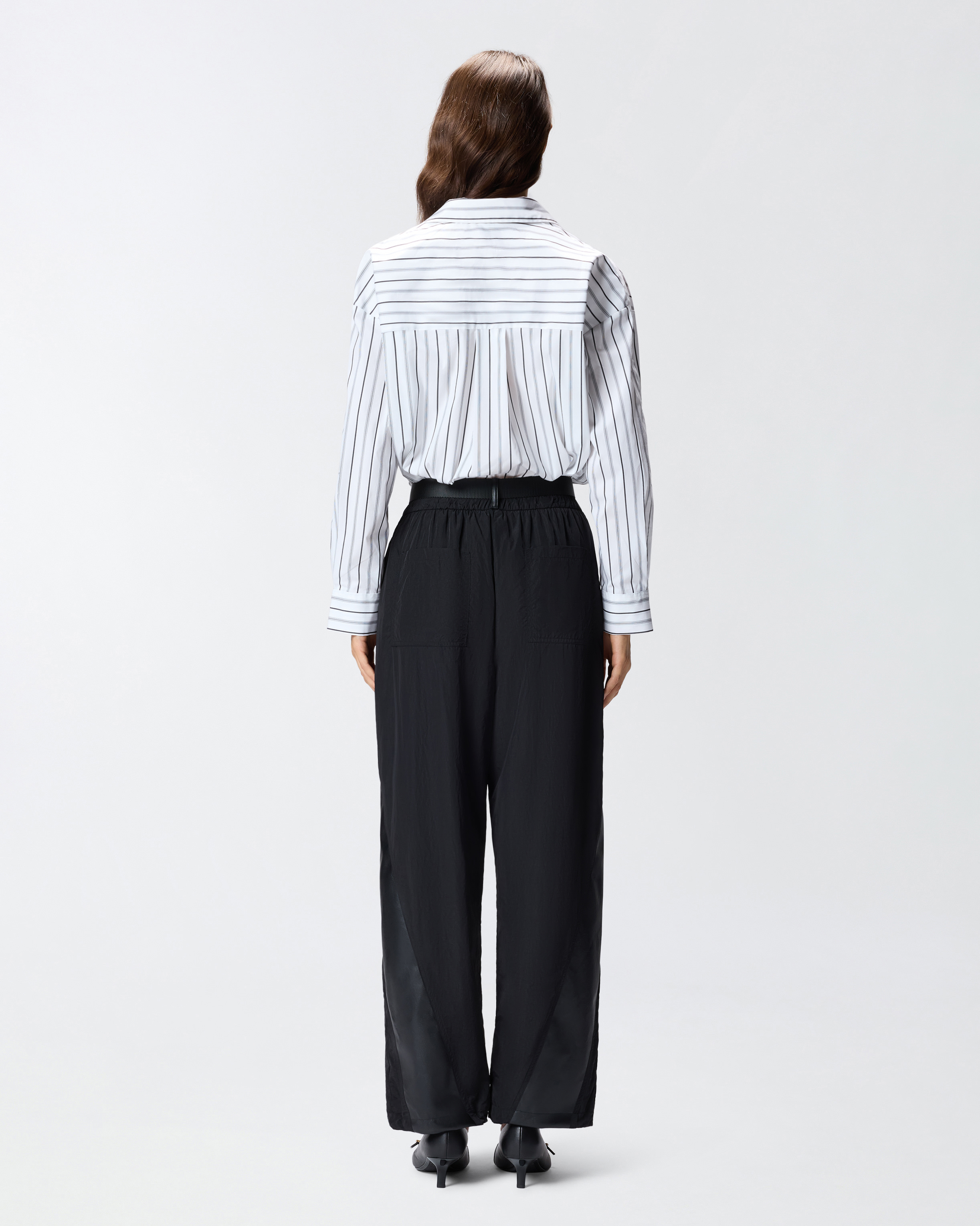 Pinko Striped Shirt With Contrasting Breast Pocket In White