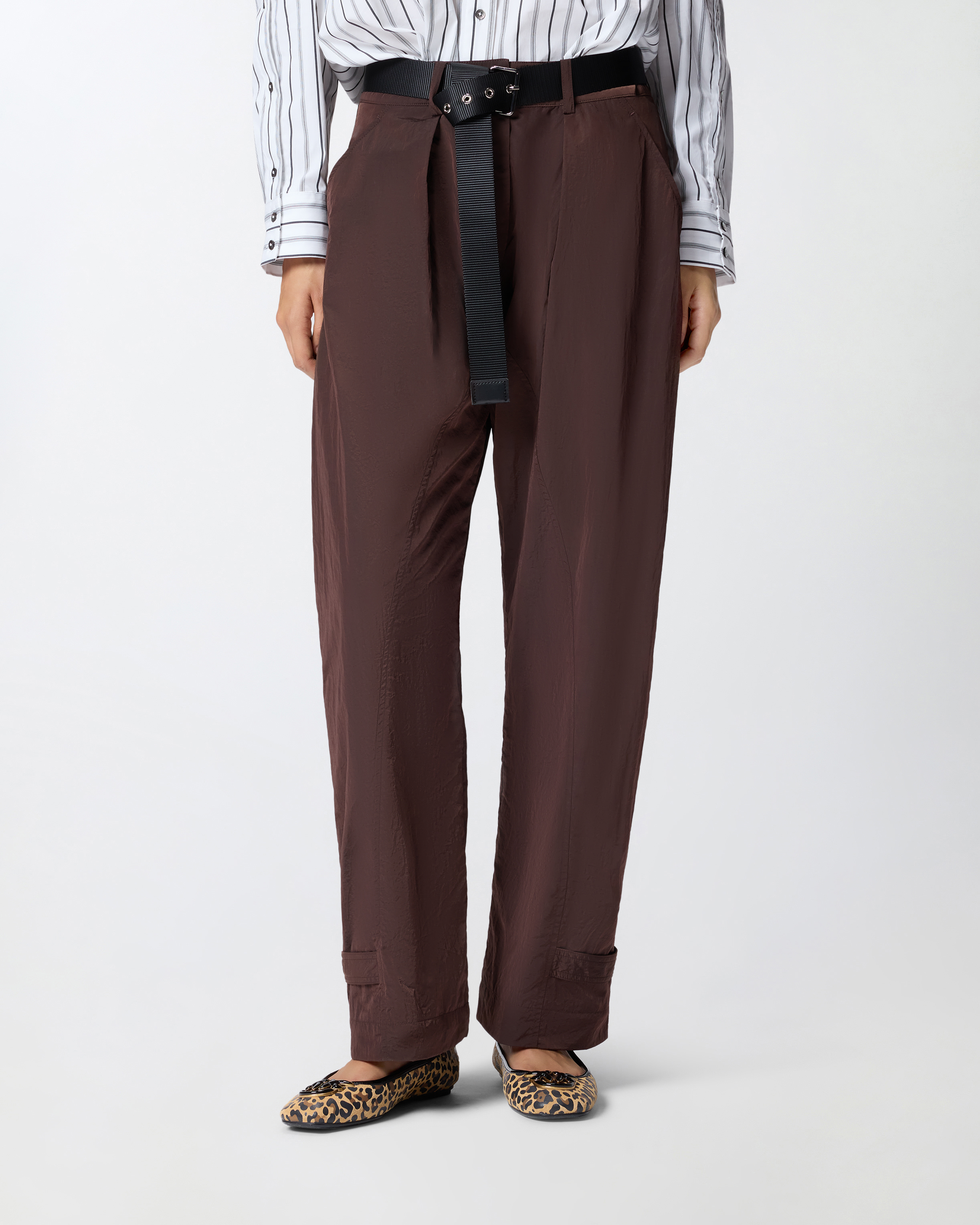 Pinko Loose-fit Trousers With Knotted Belt In Brown