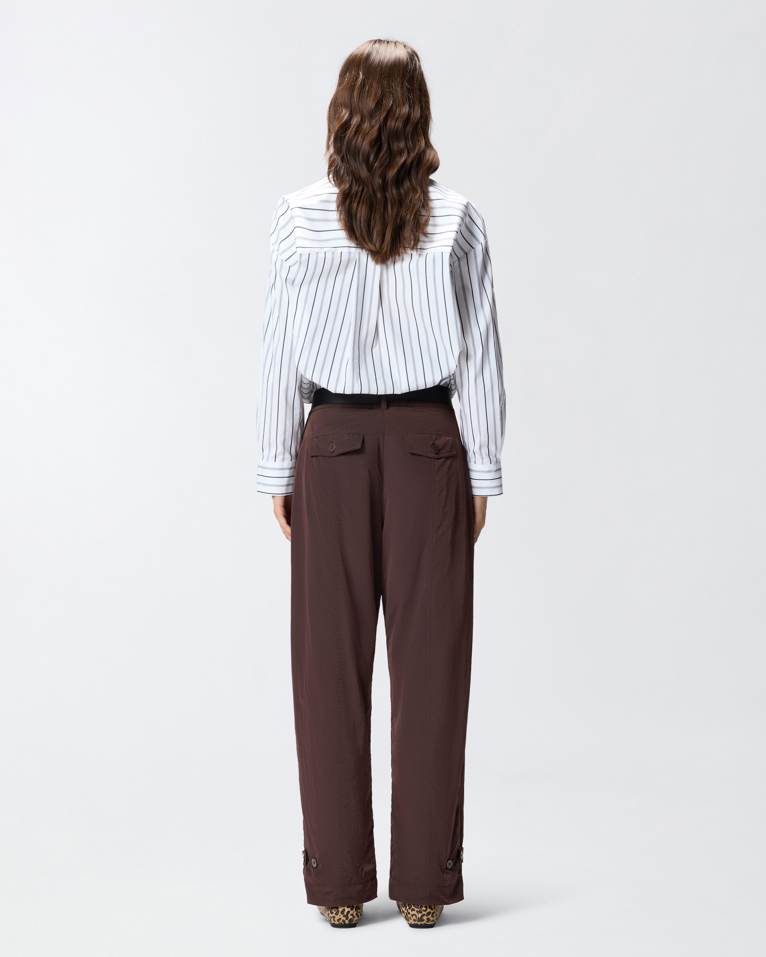 Pinko Loose-fit Trousers With Knotted Belt In Brown