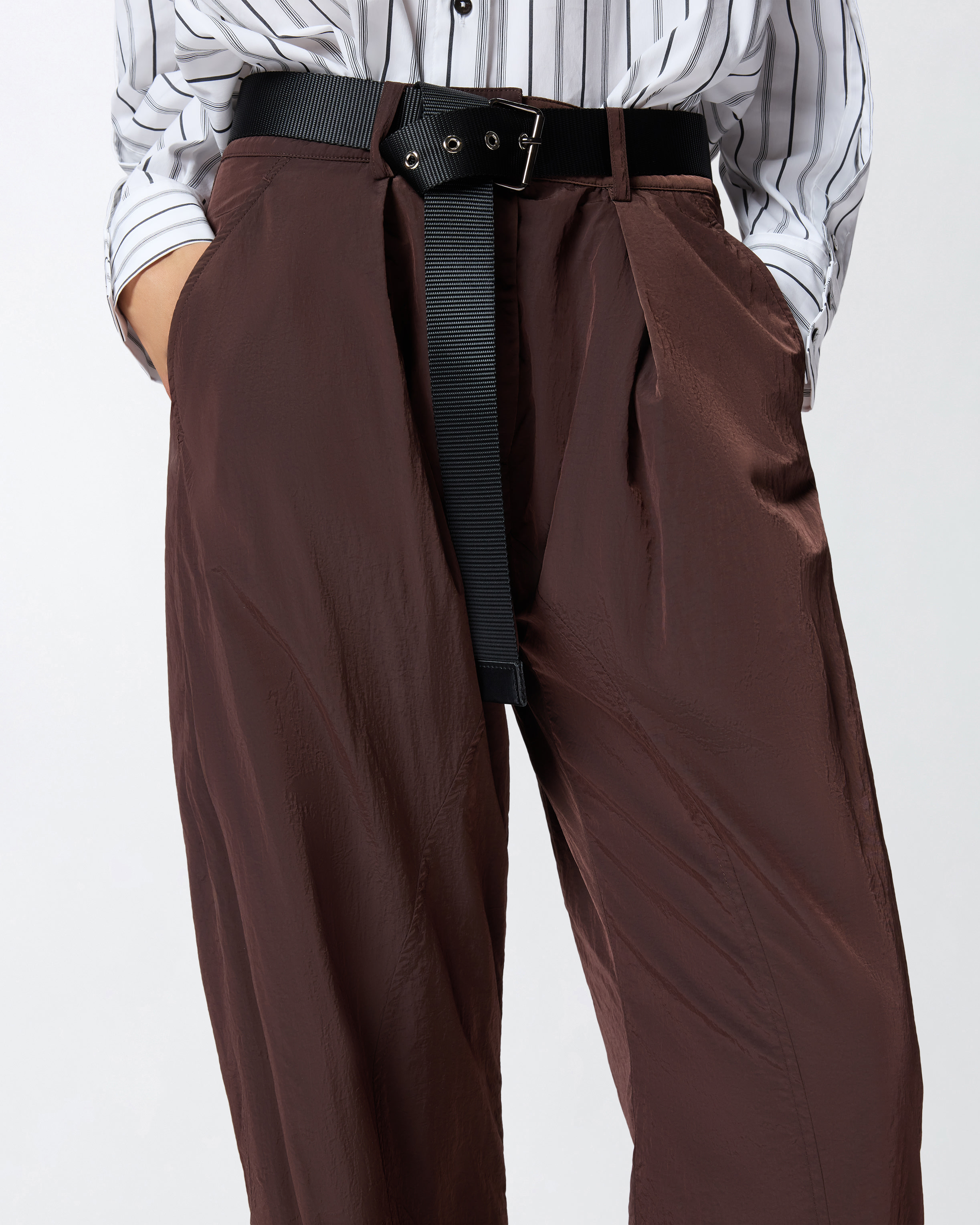 Pinko Loose-fit Trousers With Knotted Belt In Brown