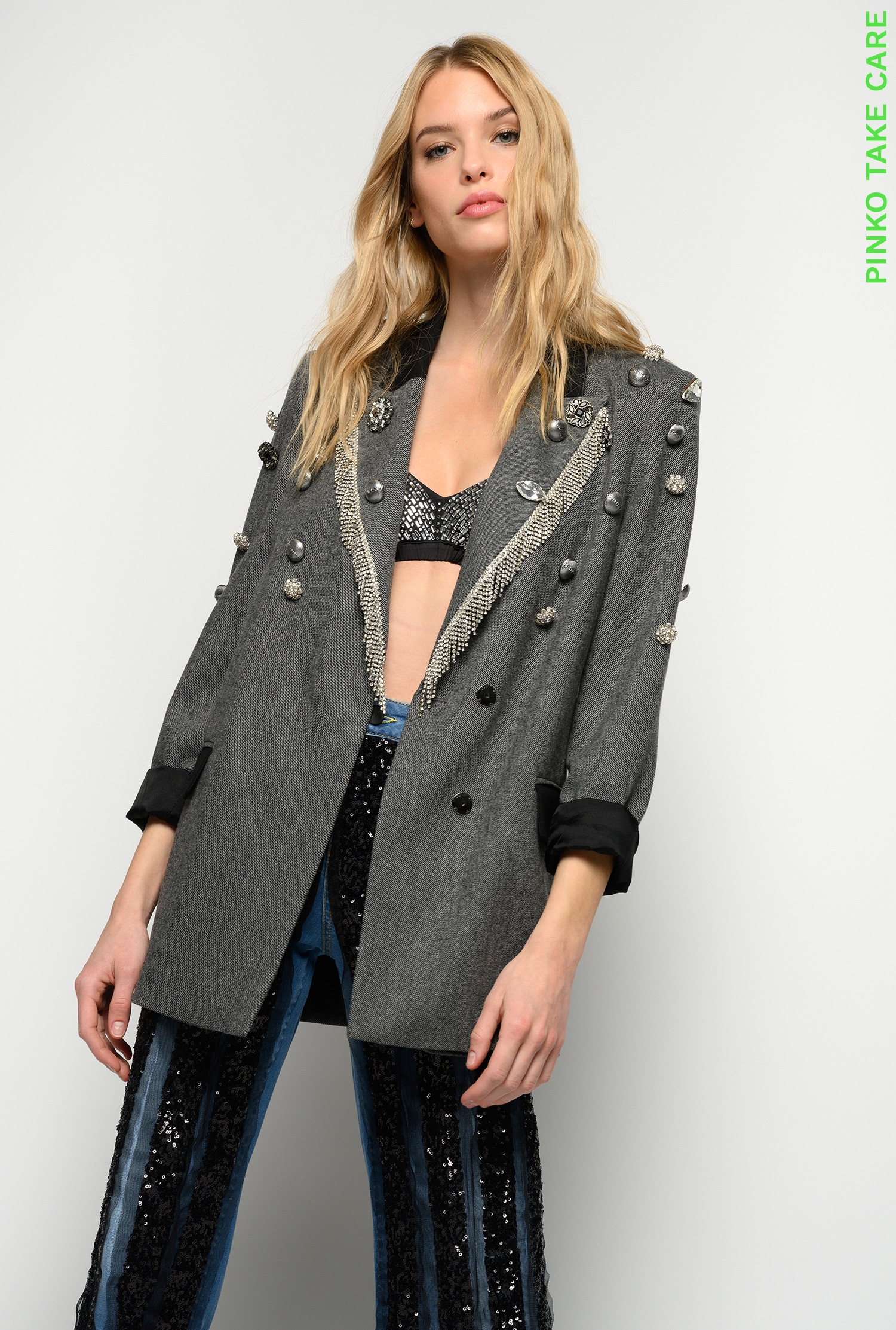 REIMAGINE ラインストーン＆ボタン付き ブレザー