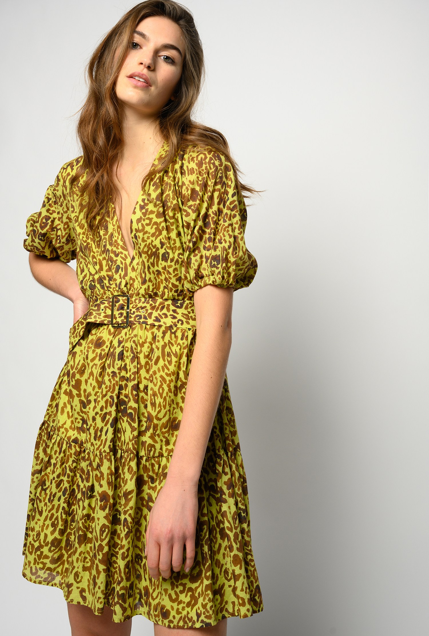 ベルト付き アニマル柄ワンピース