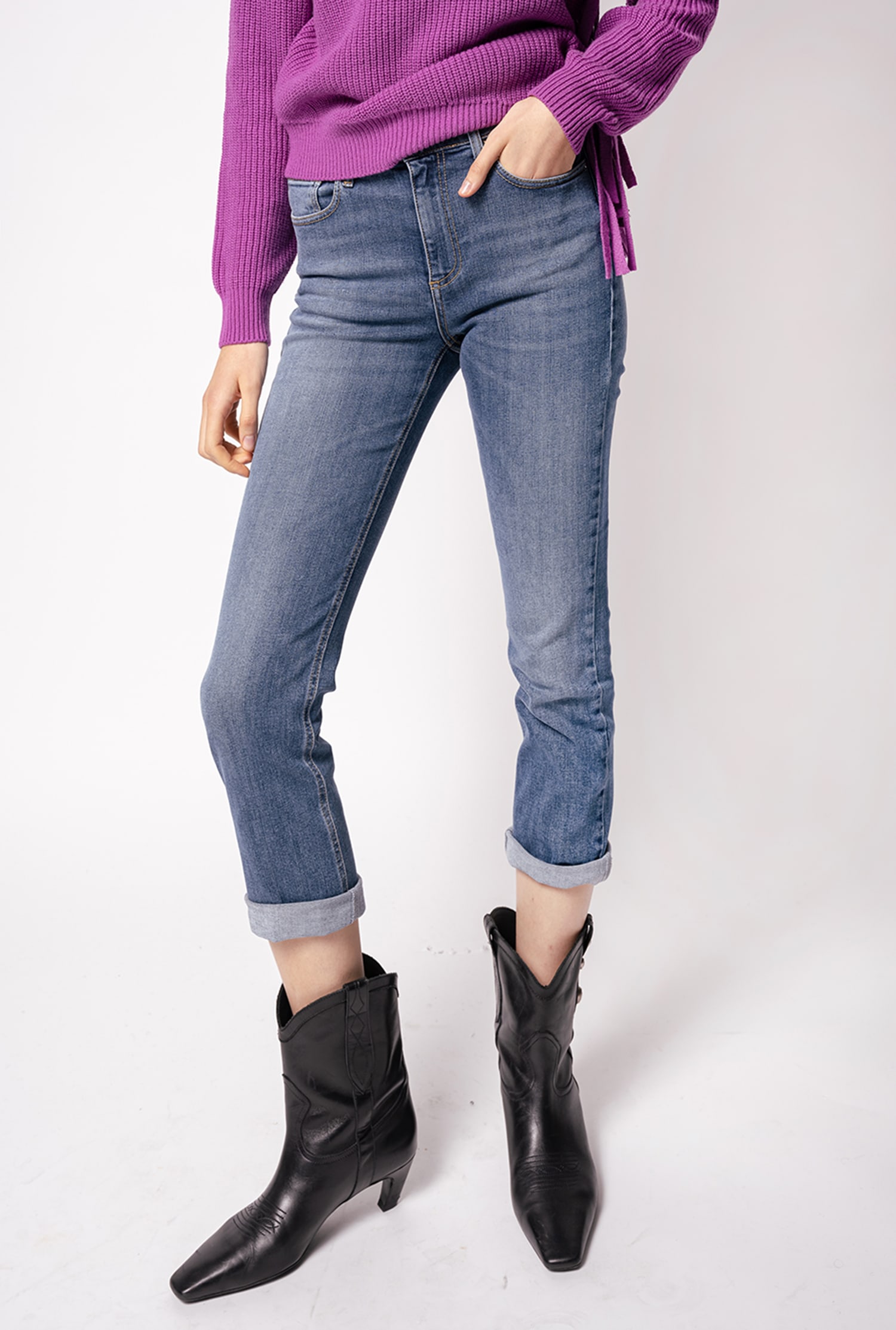 背面 love birds 徽标直筒牛仔裤 - 蓝色 - large | pinko