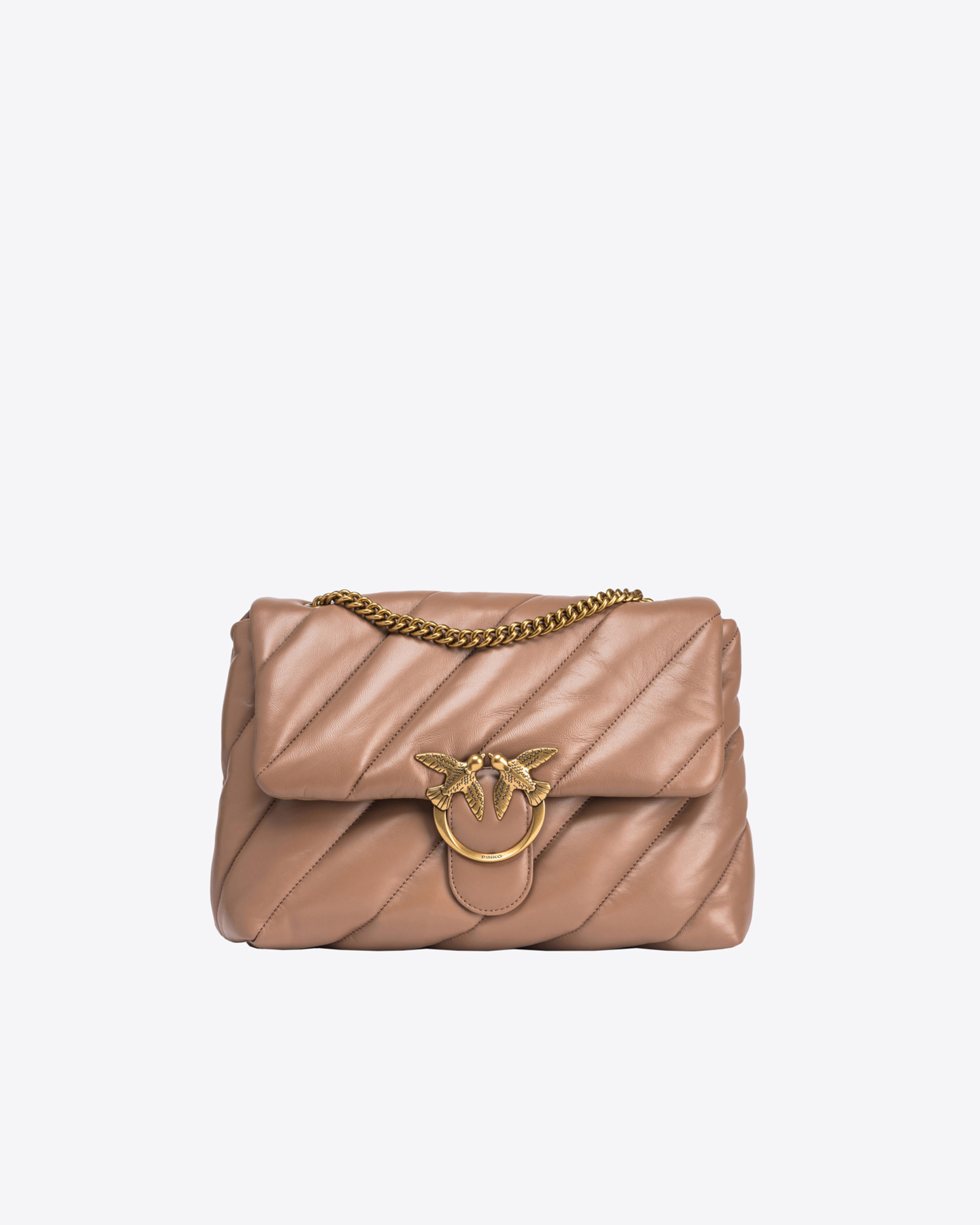 Pinko Big Love Bag Puff Maxi Quilt In Ginger Biscuit-antique Gold