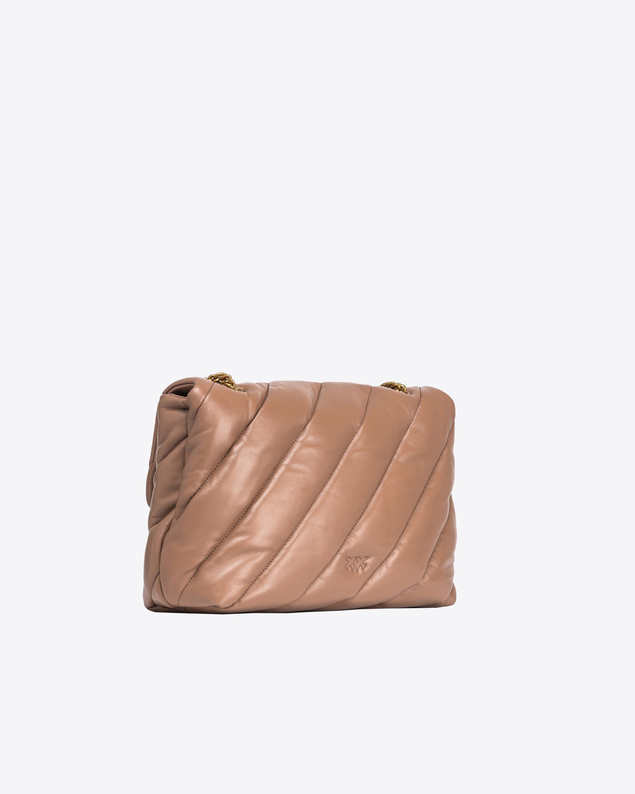 Pinko Big Love Bag Puff Maxi Quilt In Ginger Biscuit-antique Gold