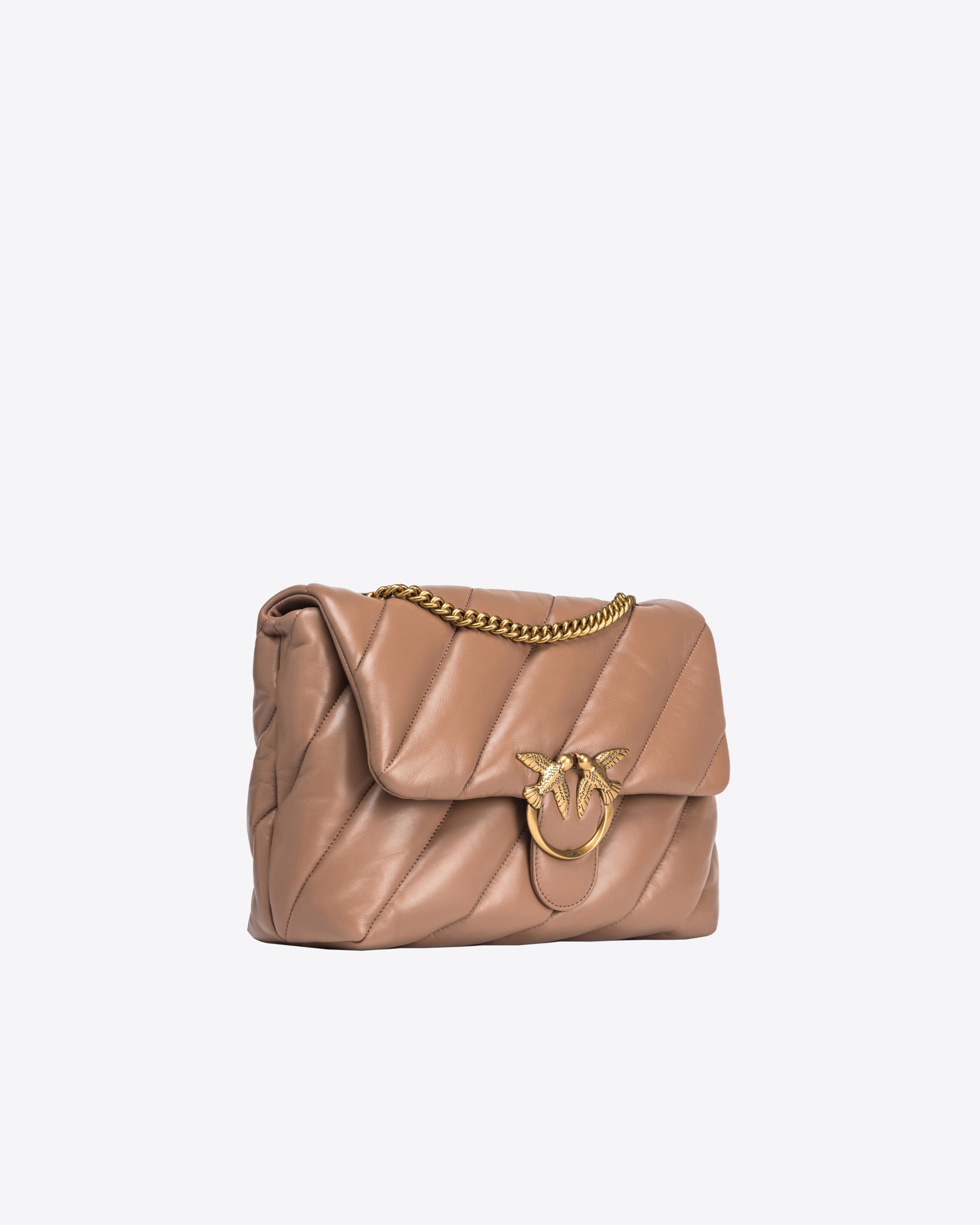 Pinko Big Love Bag Puff Maxi Quilt In Ginger Biscuit-antique Gold