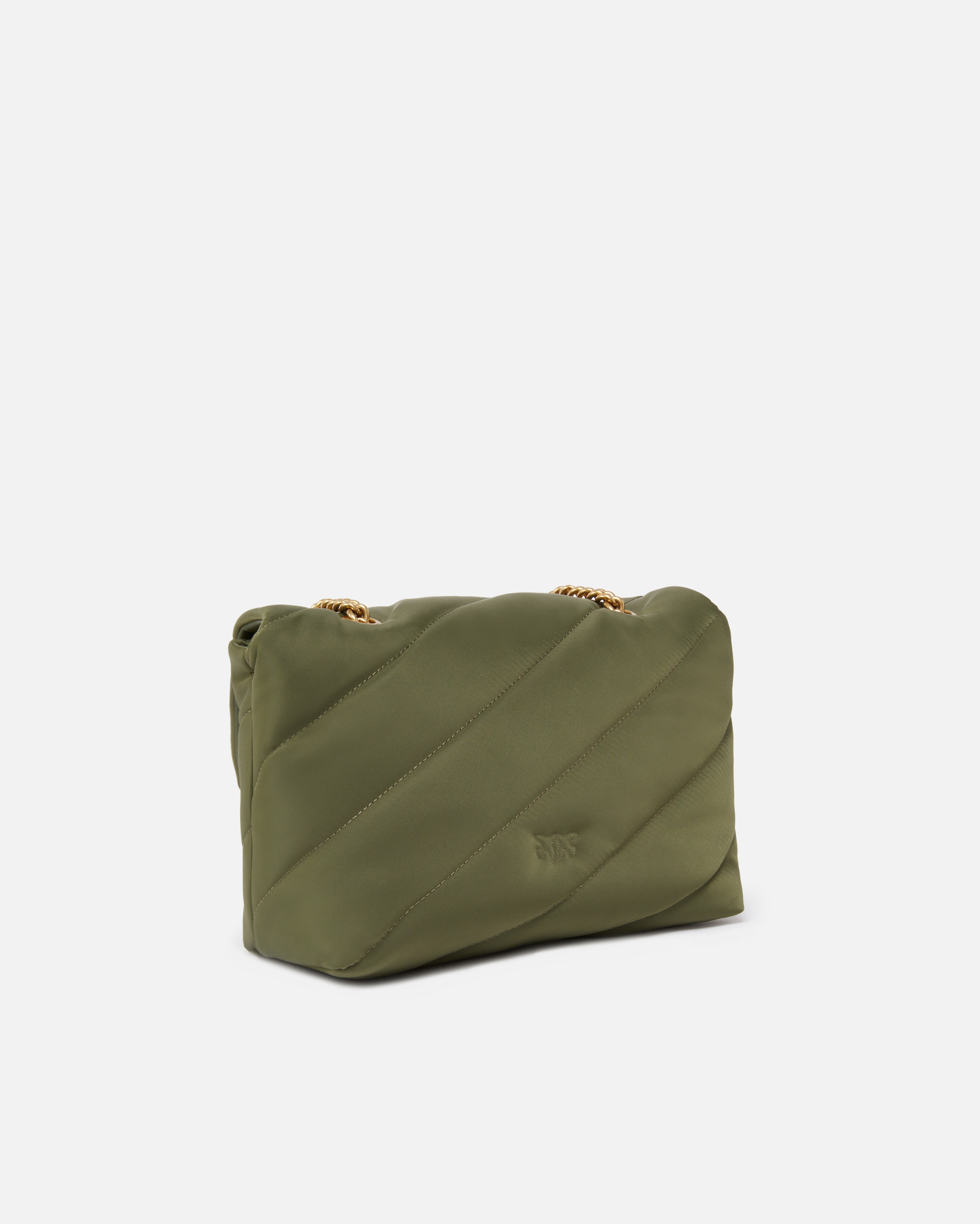 Pinko Love Bag Crossbody Bag In Quilted Recycled Fabric In Scricciolo-antique Gold