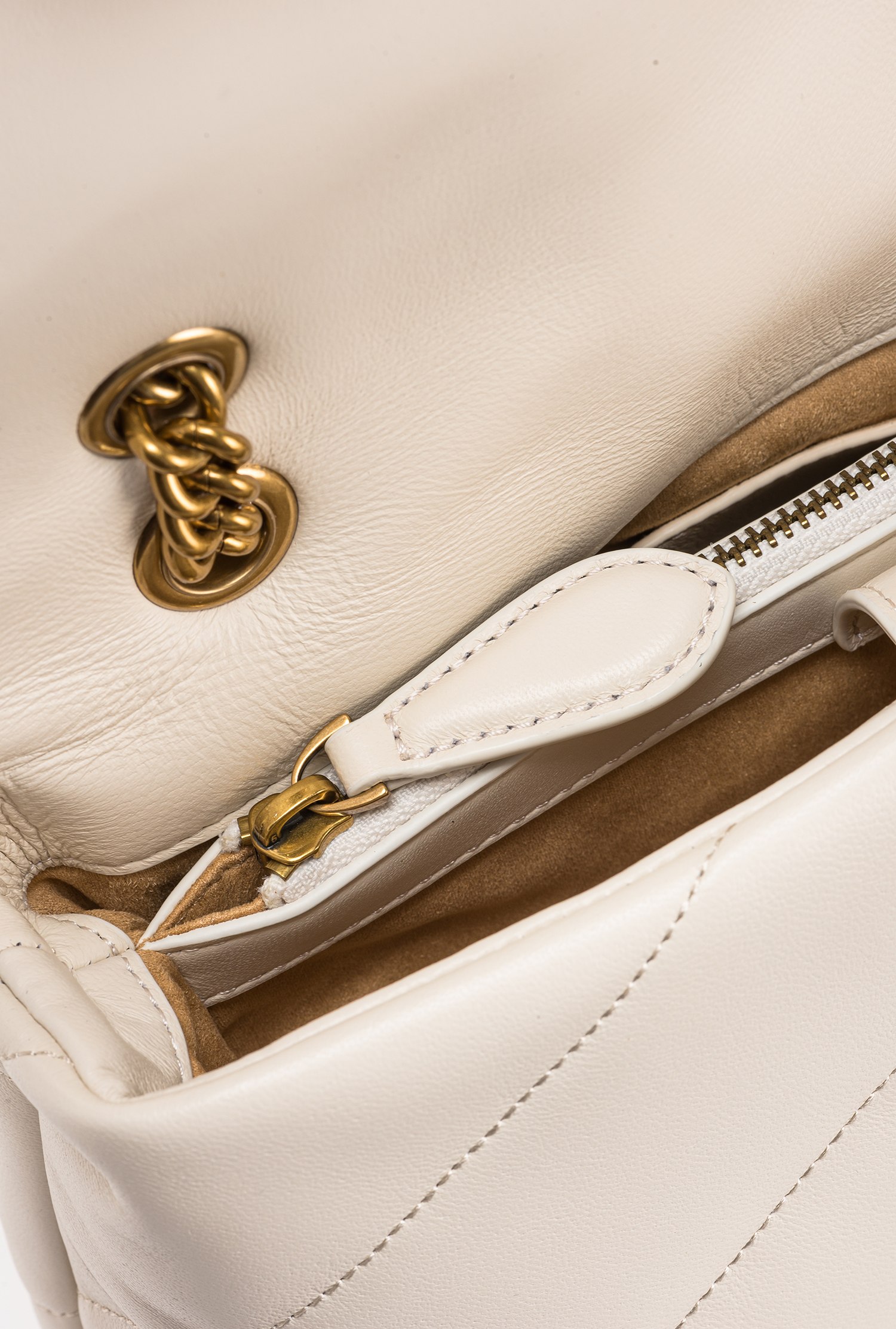 Pinko Classic Love Bag Puff Maxi Quilt In White+white-antique Gold