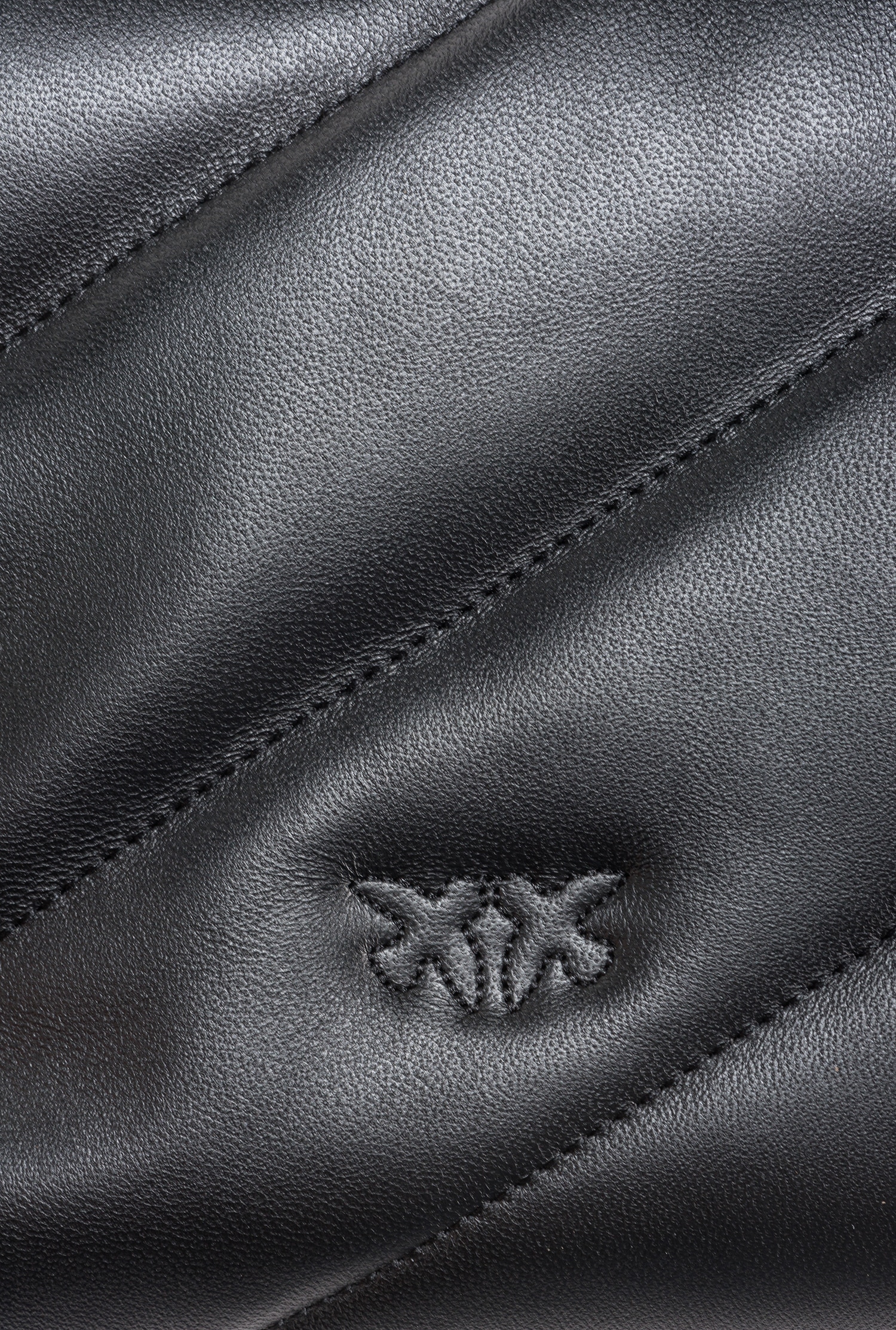 Pinko Love Baby Puff Leather Crossbody Bag In Noir-vieil Or