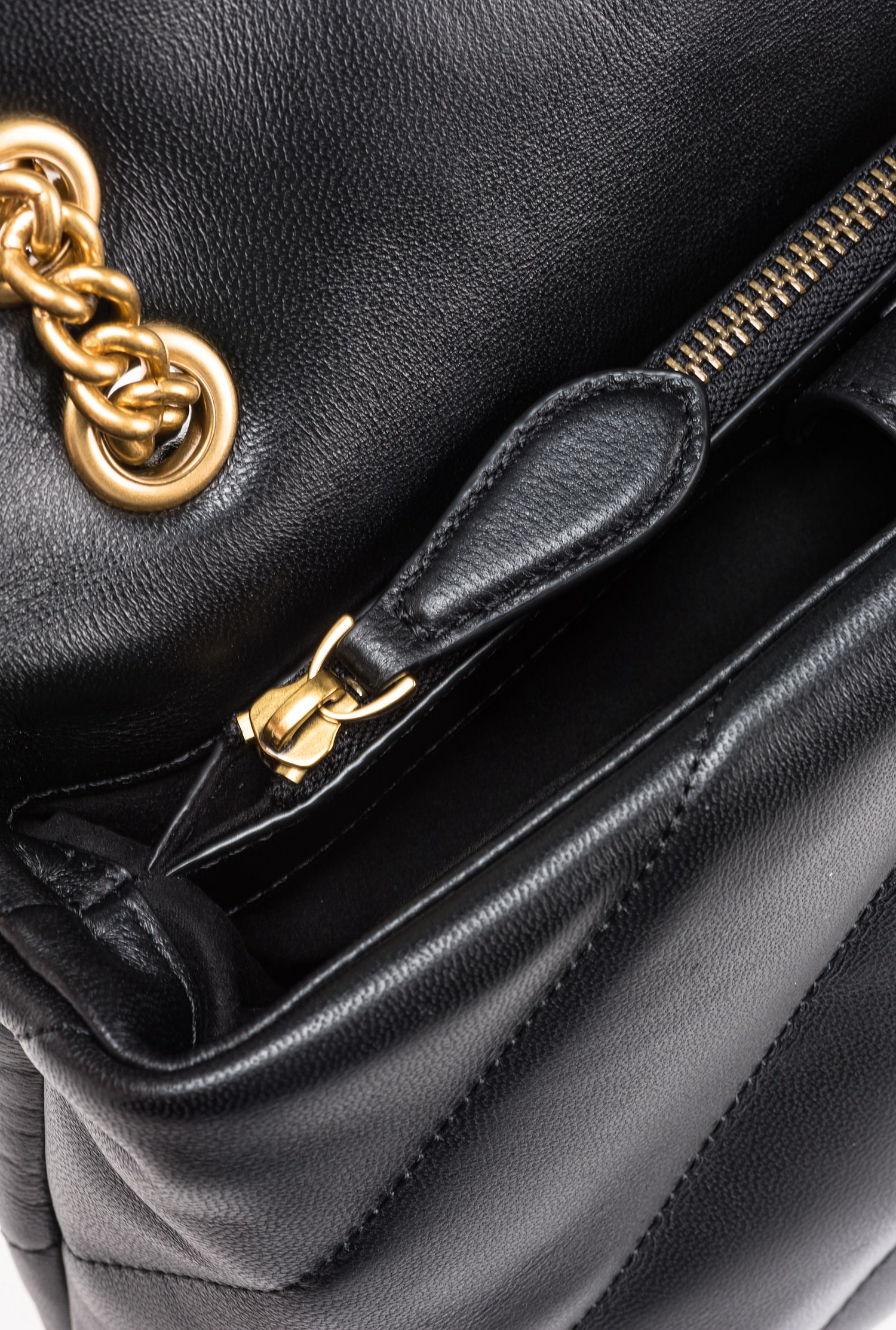 Pinko Love Baby Puff Leather Crossbody Bag In Noir-vieil Or