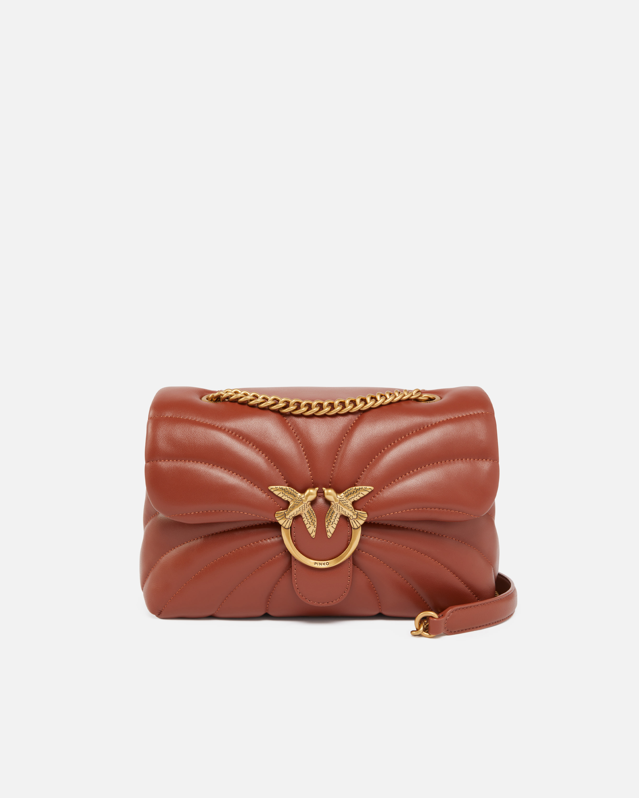 Pinko Love Bag Puff Large Butterfly Quilt Crossbody Bag In Arabe-or Antique