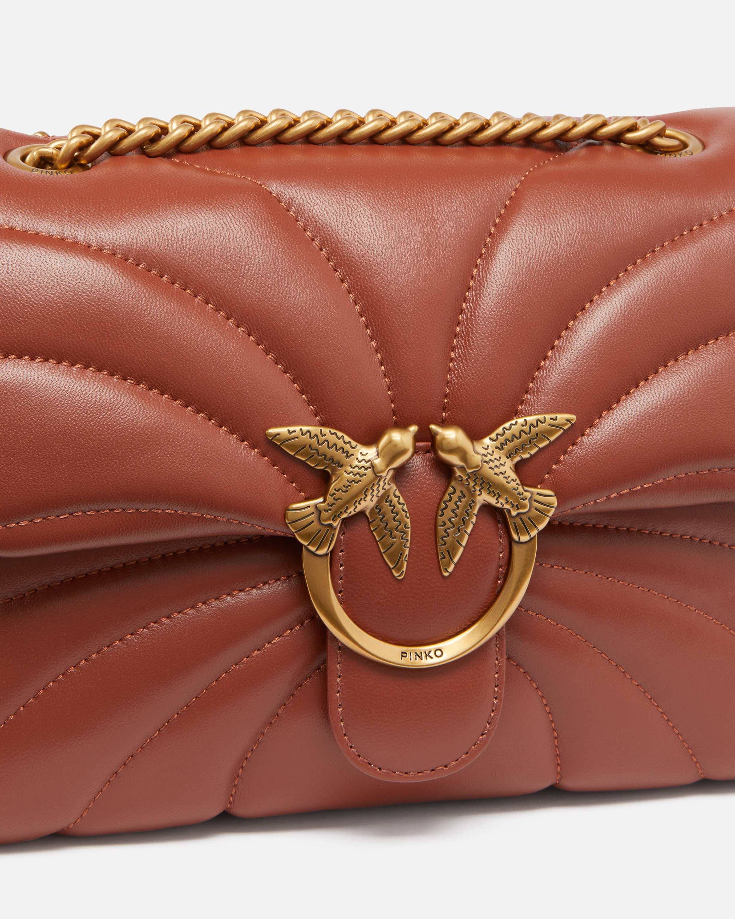 Pinko Love Bag Puff Large Butterfly Quilt Crossbody Bag In Arabe-or Antique