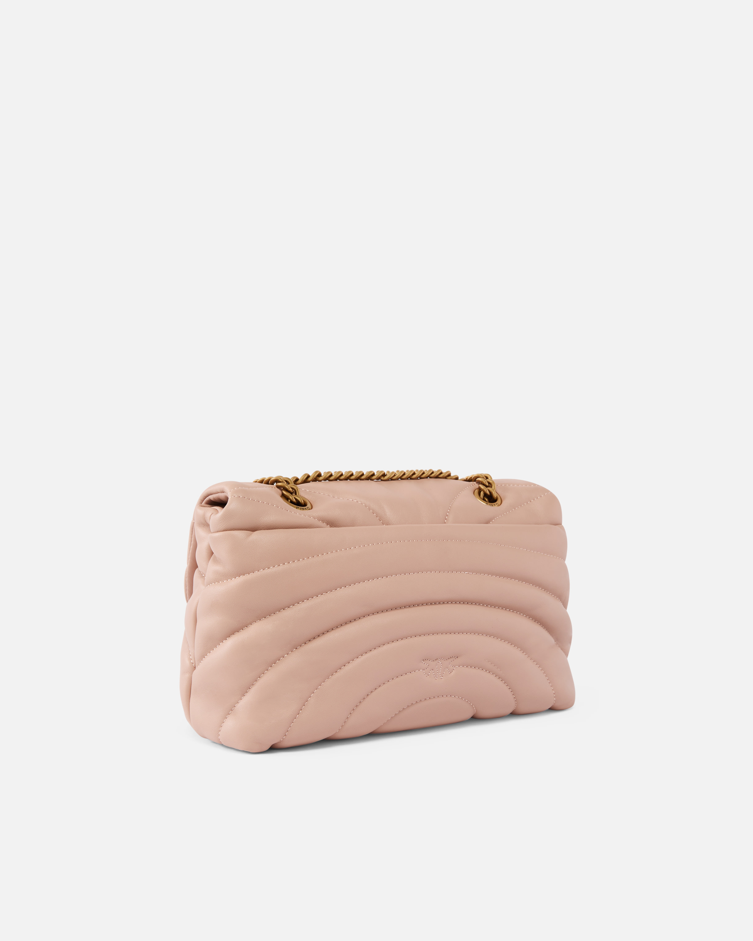 Pinko Love Bag Puff Large Butterfly Quilt Crossbody Bag In Pink/dusty Pink-antique Gold