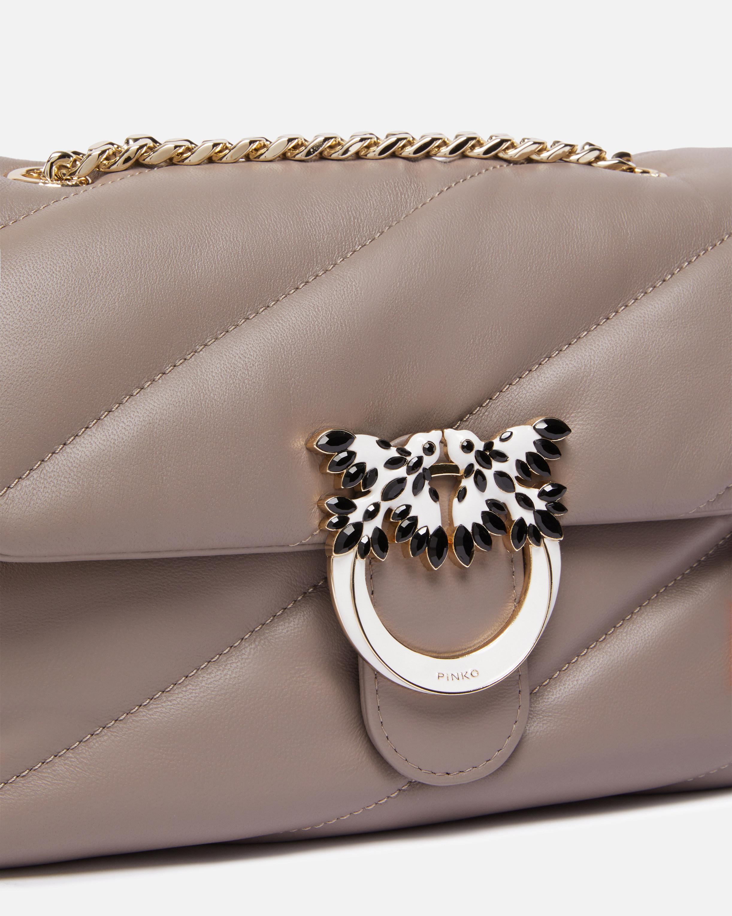 Quilted Love Bag Puff shoulder bag with jewel buckle PINKO Galleria 2