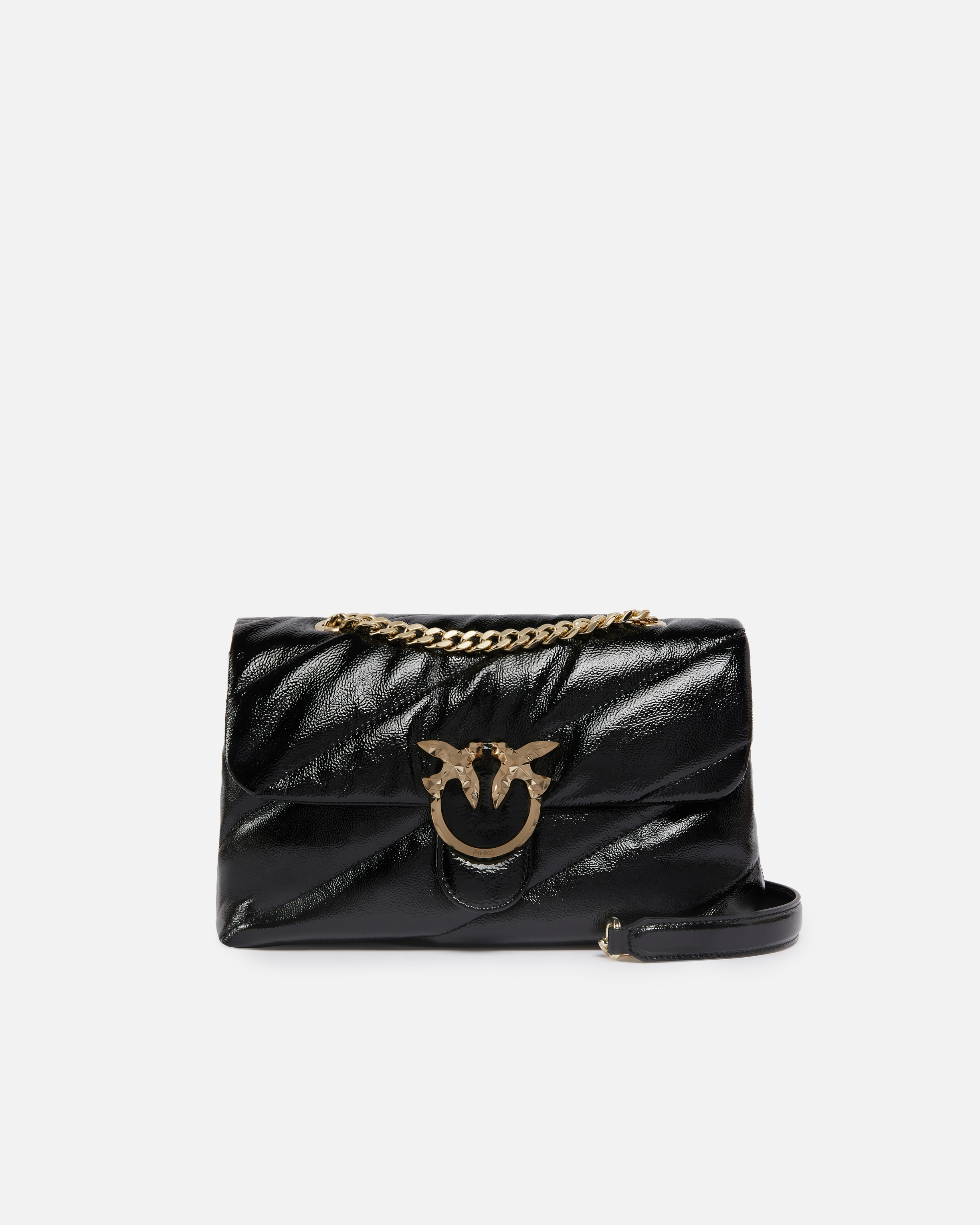 Pinko Sac Love Bag Puff À Bandoulière Matelassé En Cuir Verni  Galleria In Nero-light Gold