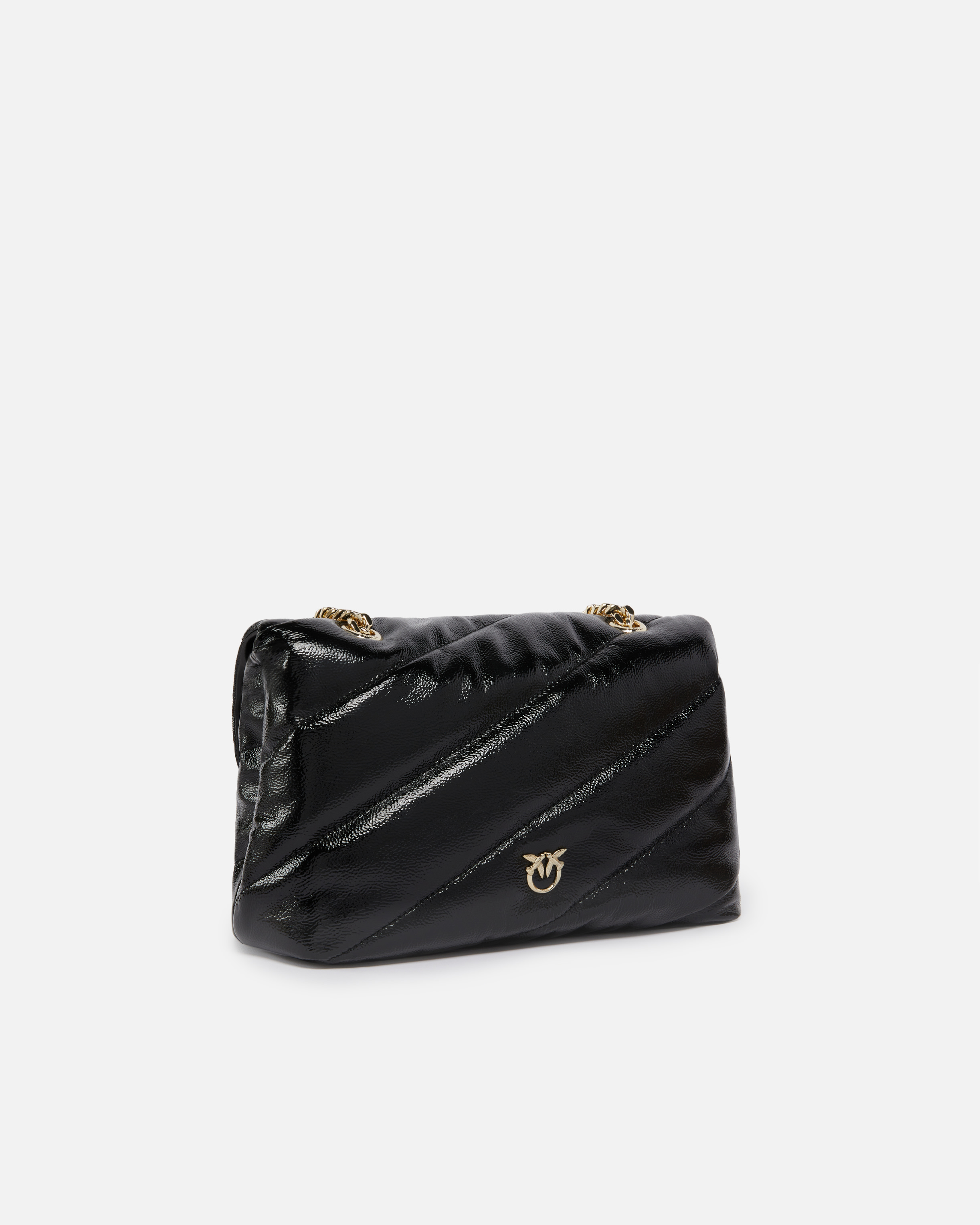 Pinko Sac Love Bag Puff À Bandoulière Matelassé En Cuir Verni  Galleria In Nero-light Gold