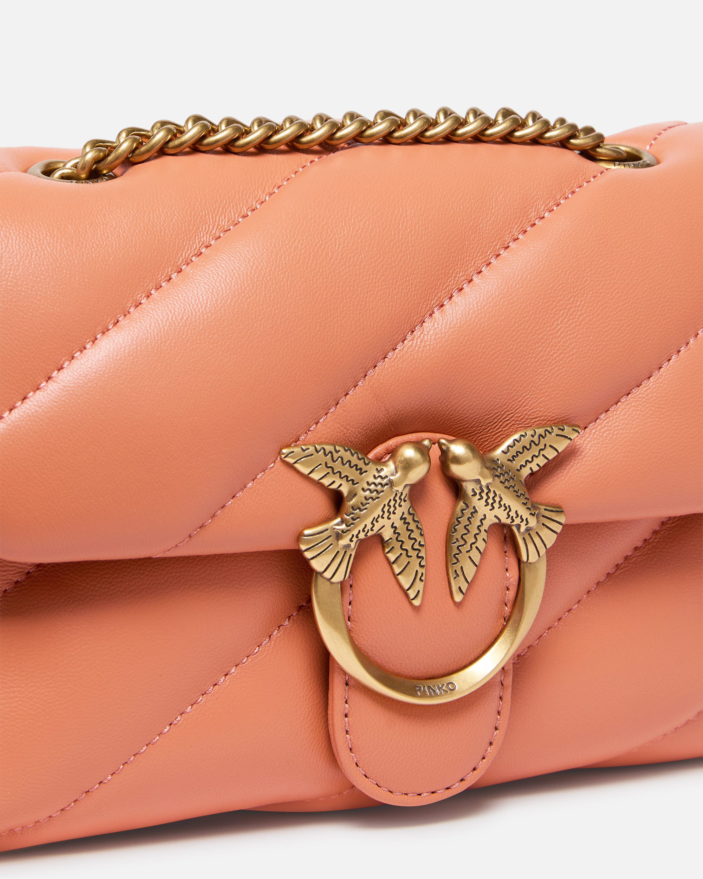 Pinko Mini Love Bag Puff Maxi Quilt In Brandy Orange-antique Gold