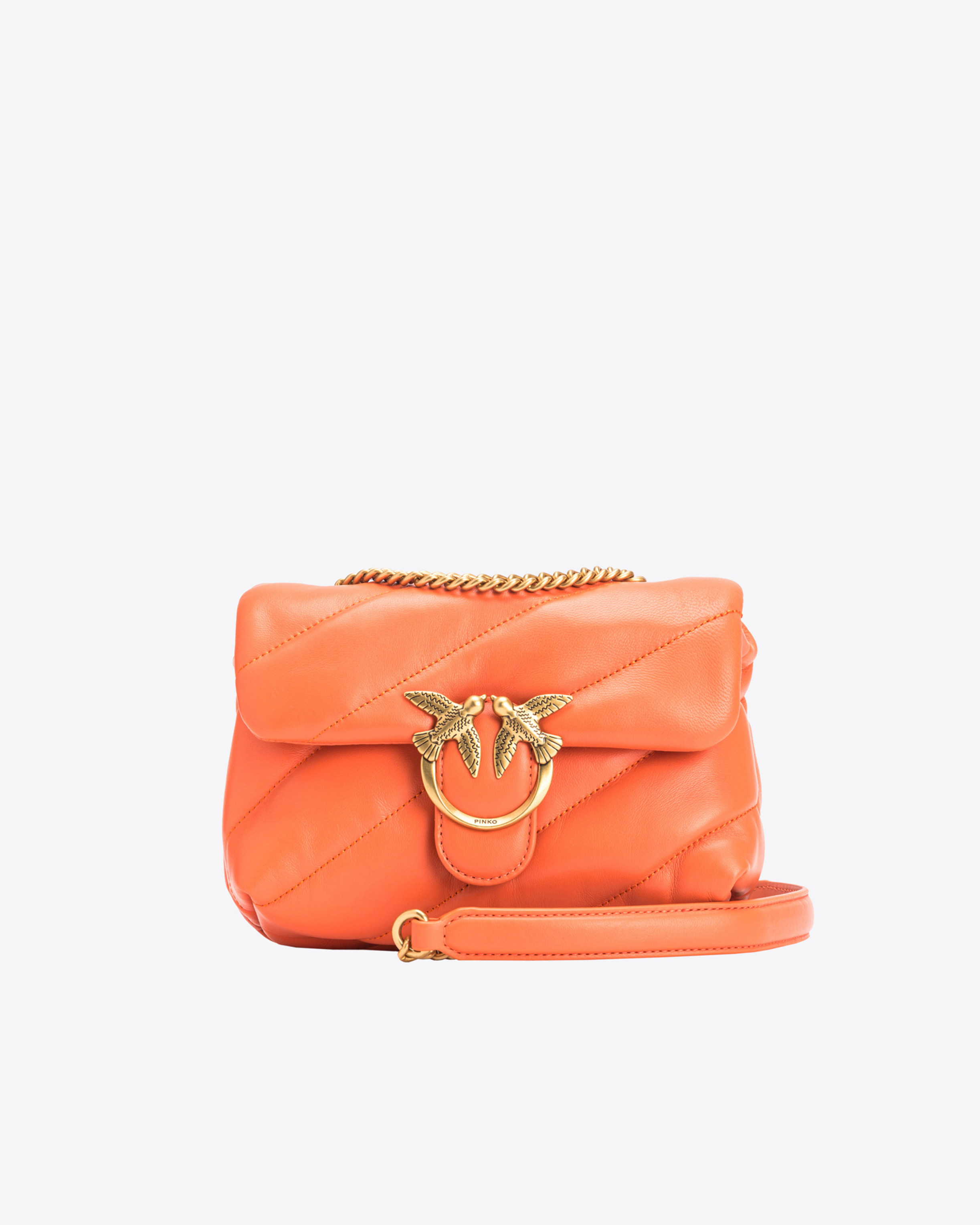 Pinko, Mini Love Bag Puff Maxi Quilt, Arancio-antique gold, U