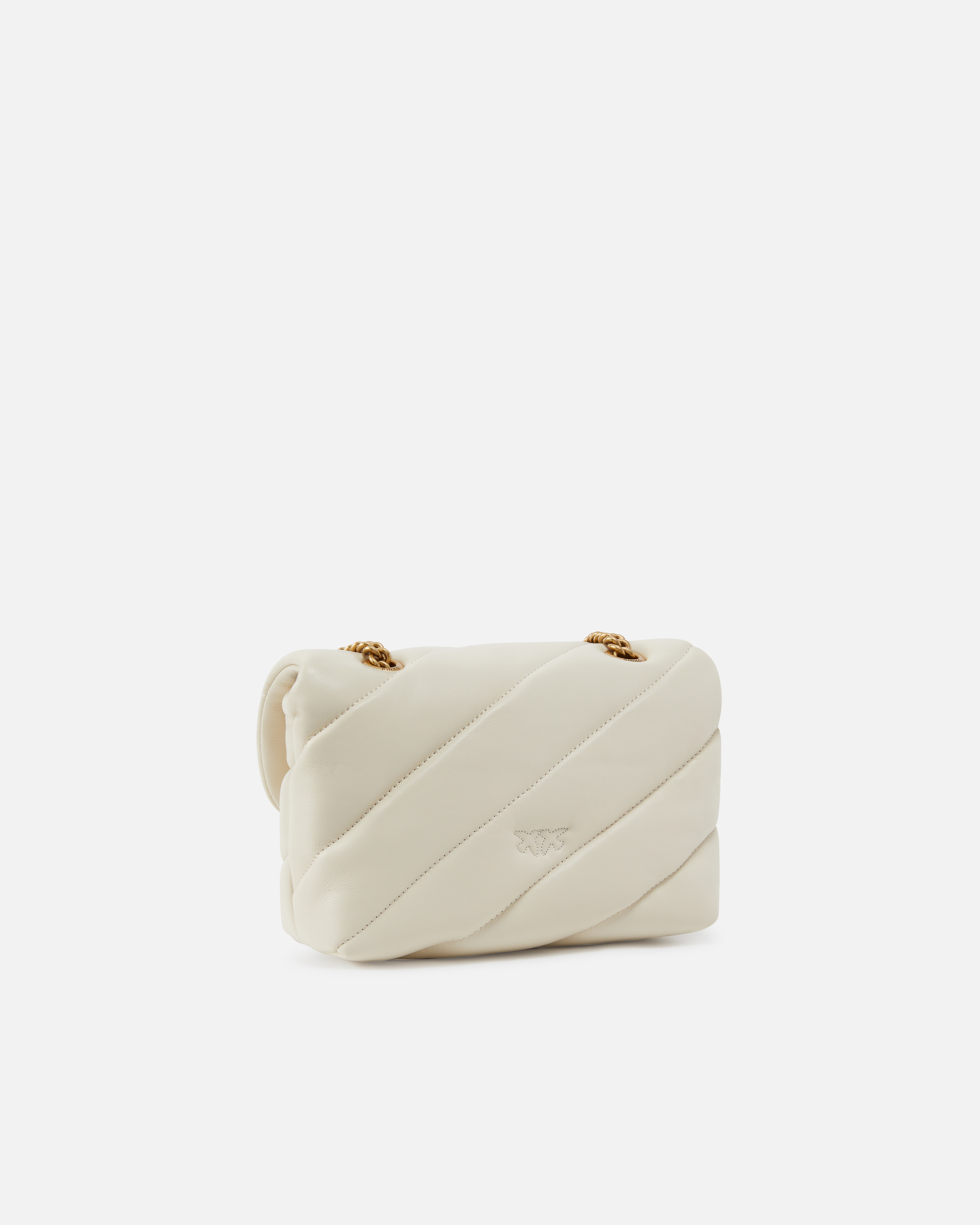 Pinko Borsa Mini Love Bag Icon Bianco Seta In White+white-antique Gold