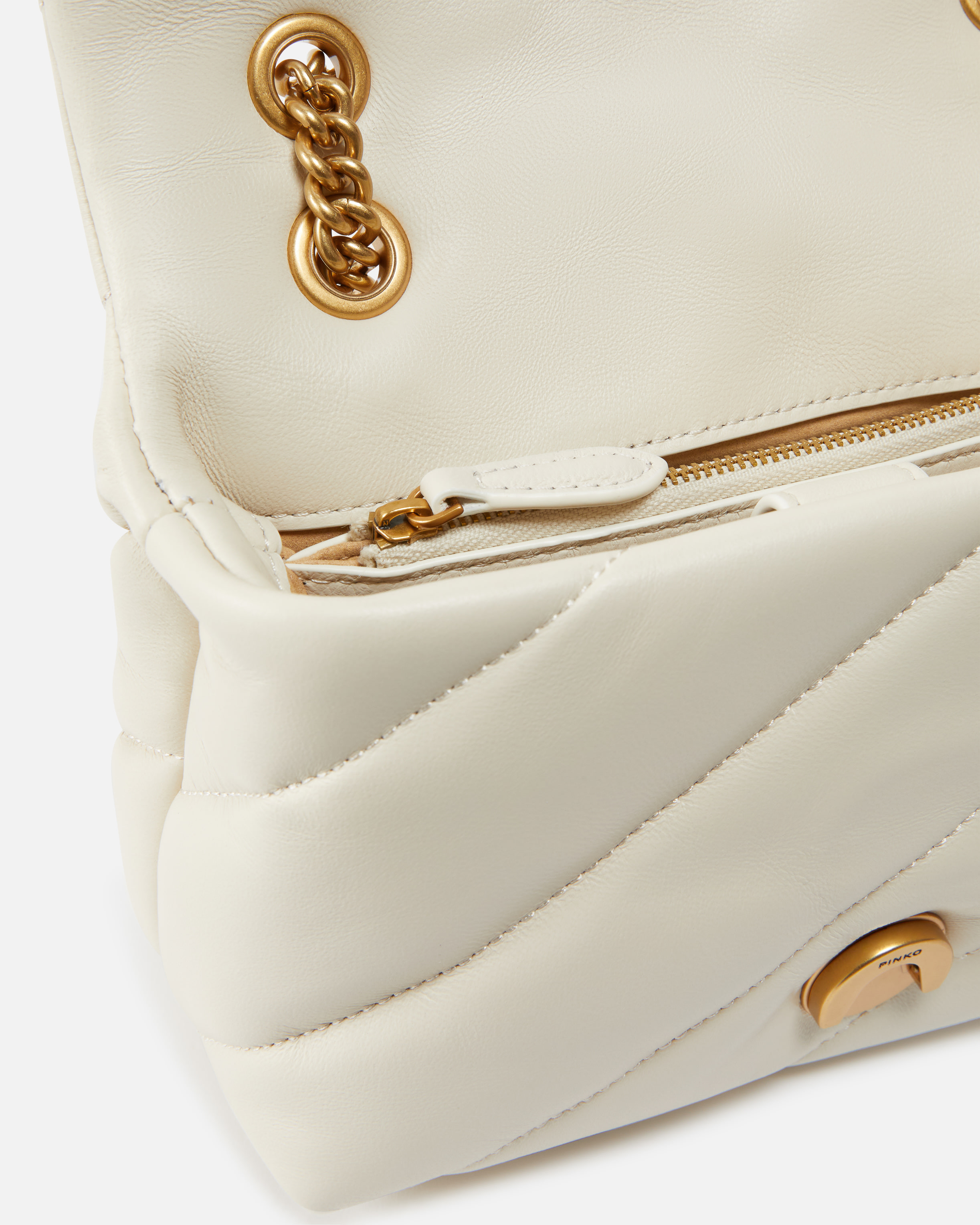 Pinko Borsa Mini Love Bag Icon Bianco Seta In White+white-antique Gold