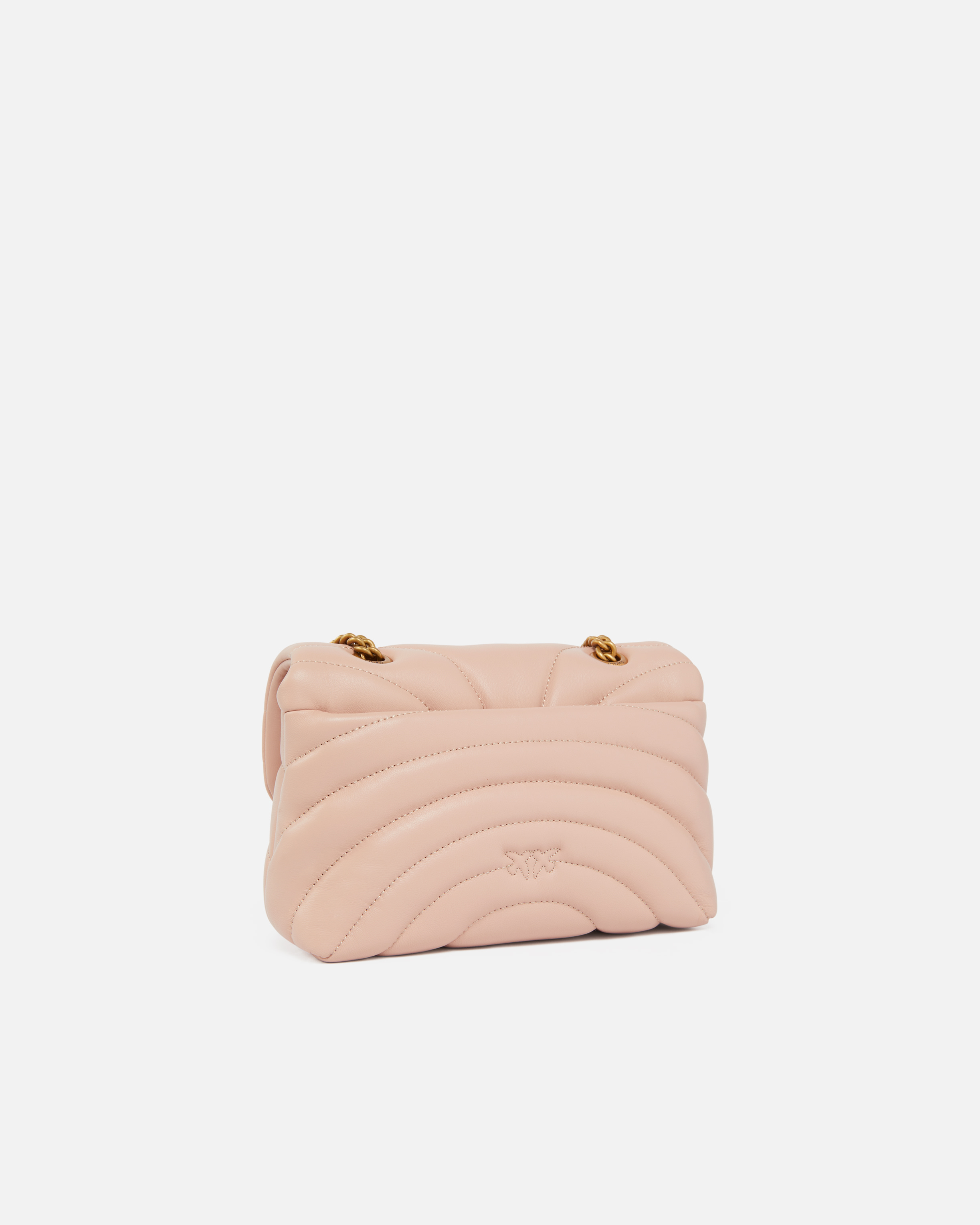 Pinko Love Bag Puff Butterfly Mini Nappa Leather Crossbody Bag In Pink/dusty Pink-antique Gold