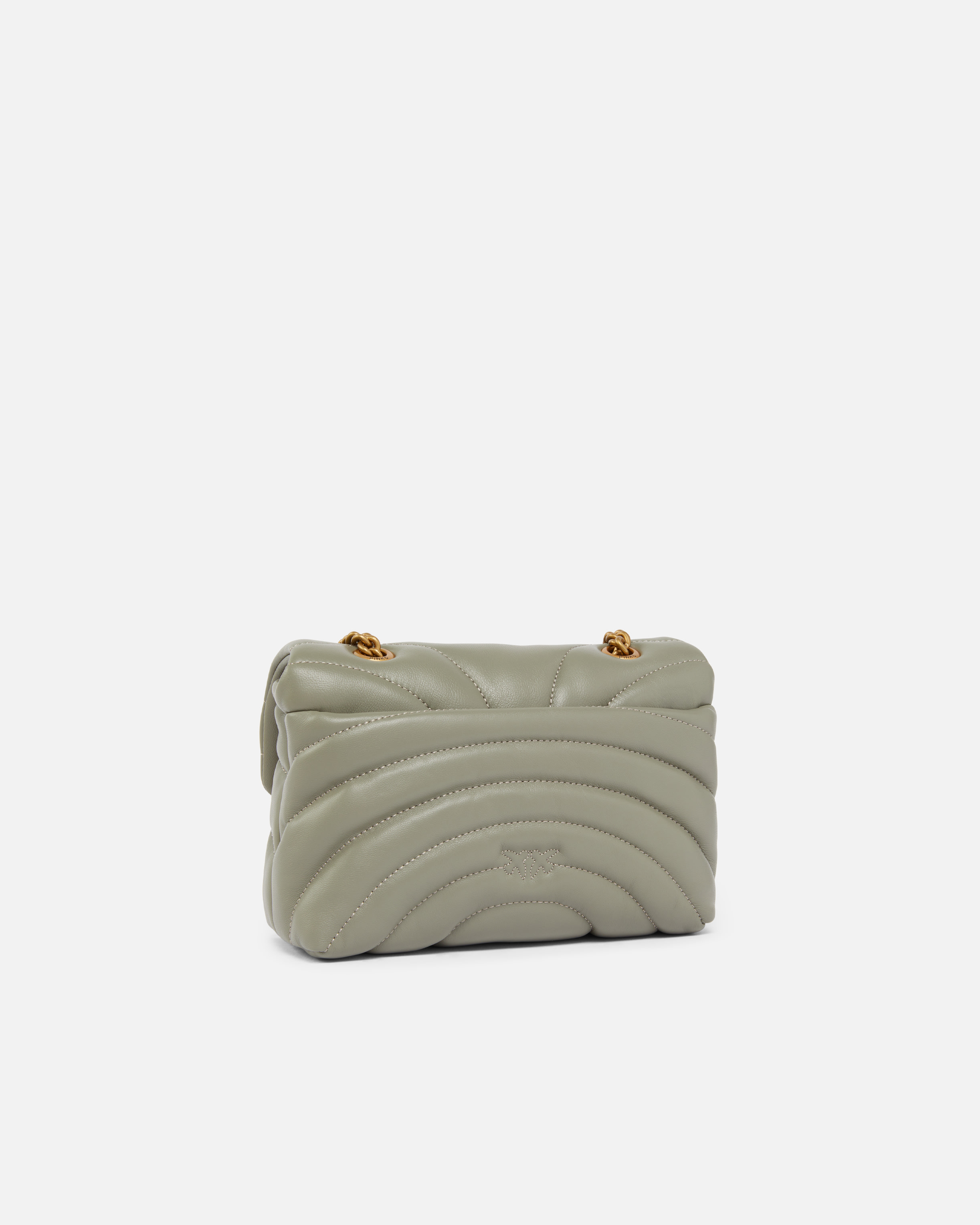 Pinko Love Bag Puff Butterfly Mini Nappa Leather Crossbody Bag In Vertiver Green-antique Gold