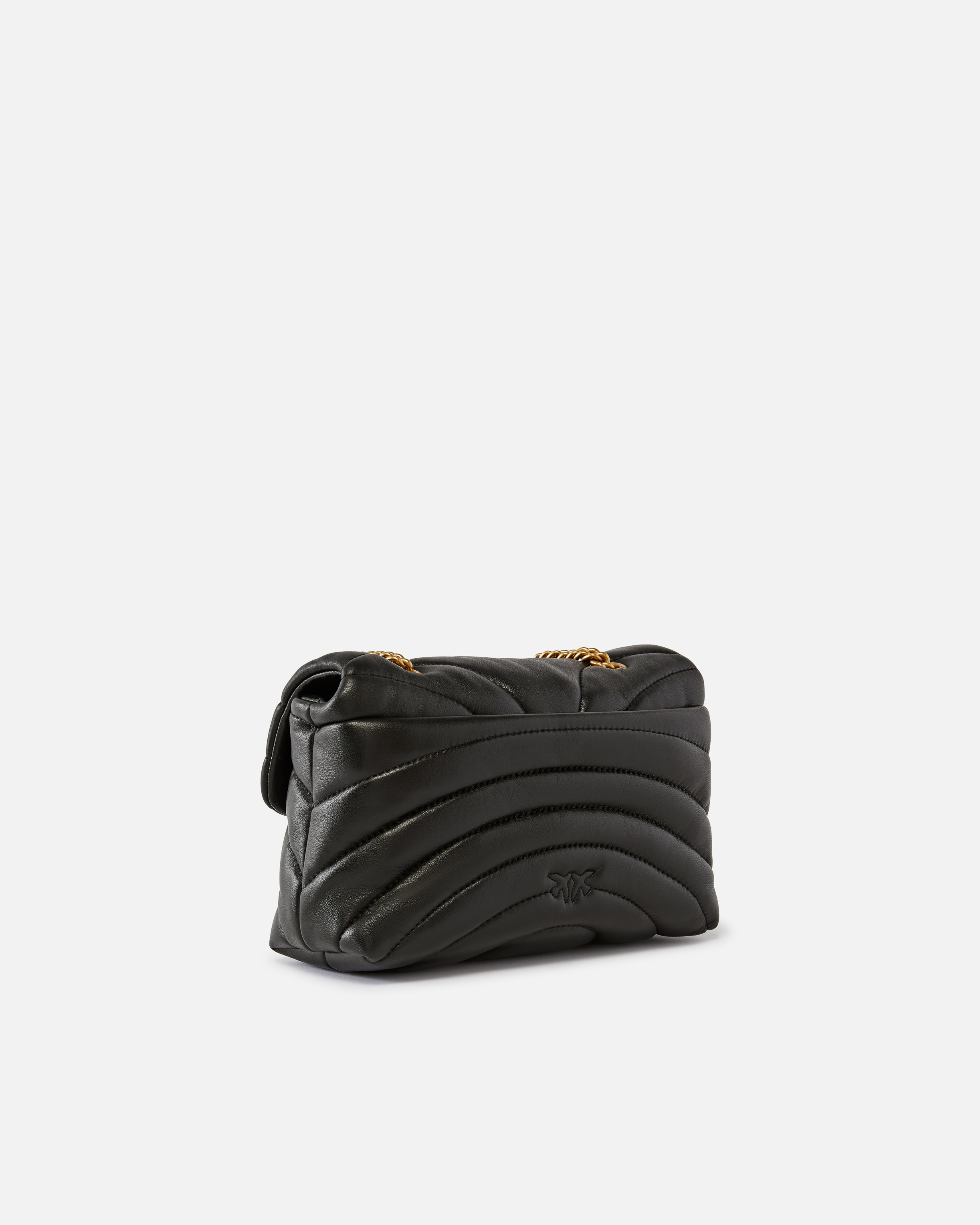 Pinko Mini Quilted Butterfly Love Bag Crossbody In Nappa Leather In Black-antique Gold
