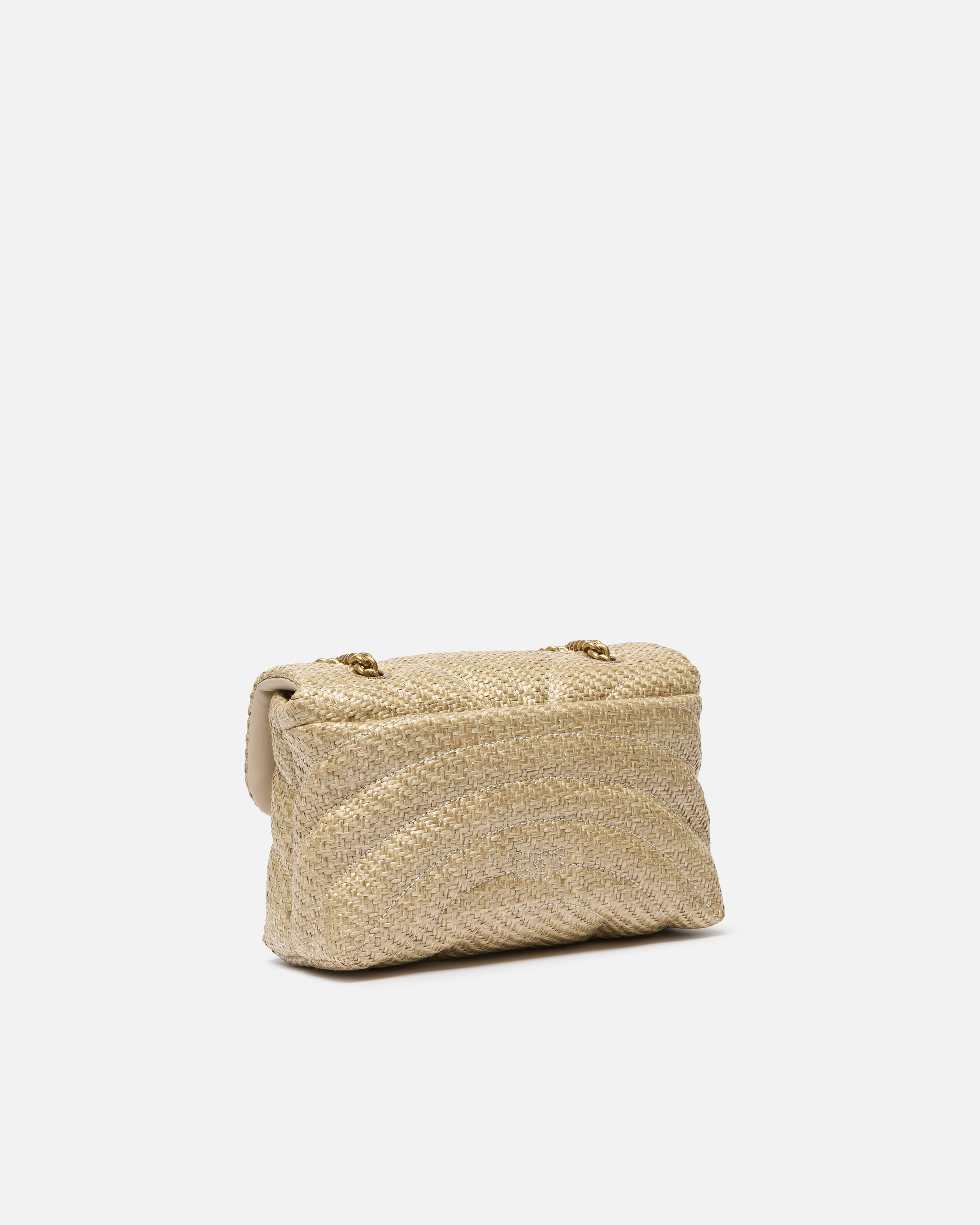 Pinko Love Bag Puff Mini Raffia Shoulder Bag With Chain