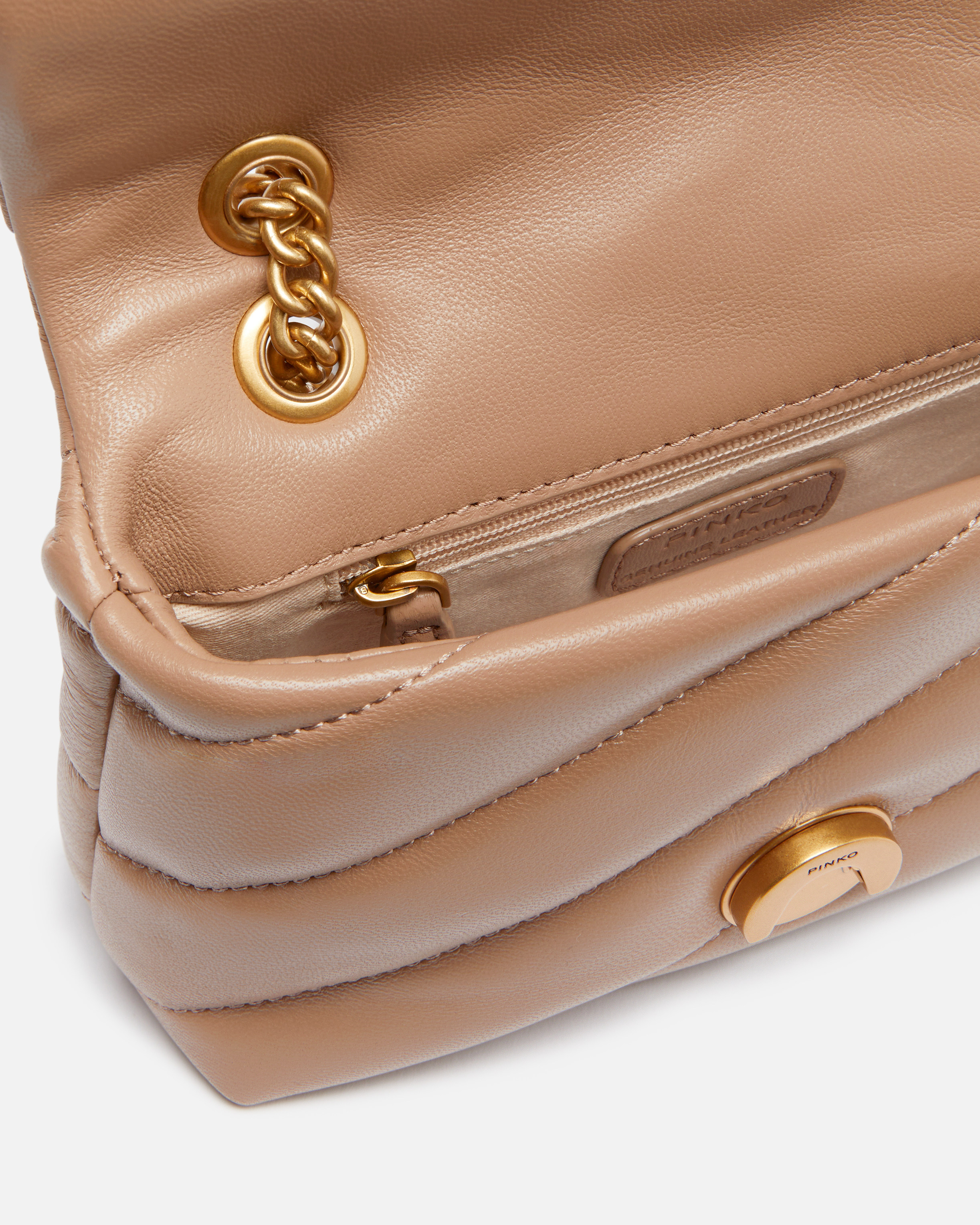 Pinko Baby Love Bag Puff Maxi Quilt In Ginger Biscuit-antique Gold