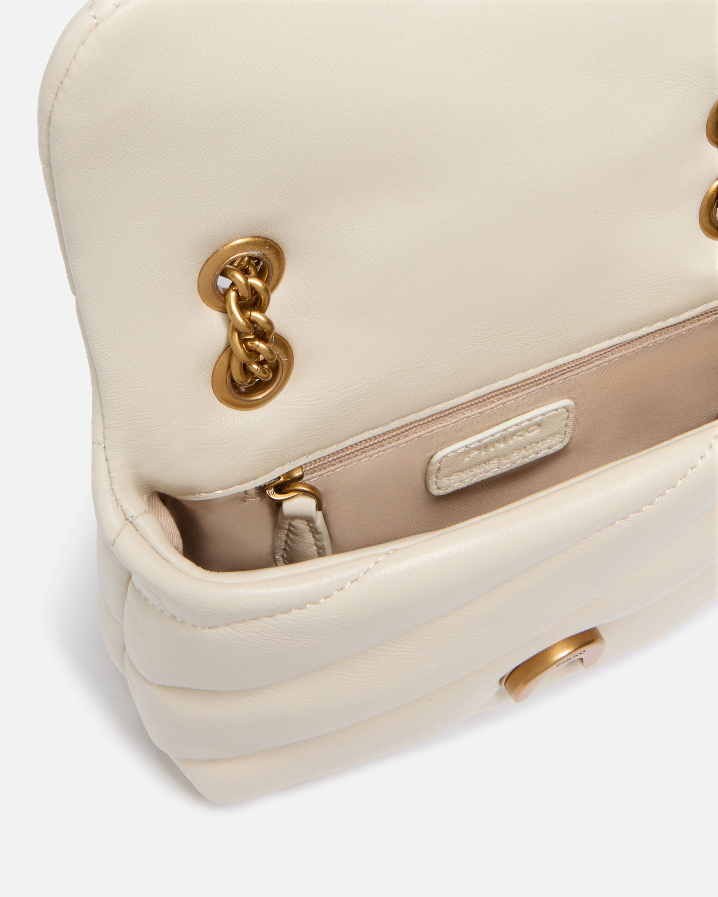 Pinko Love Baby Puff Leather Crossbody Bag In White