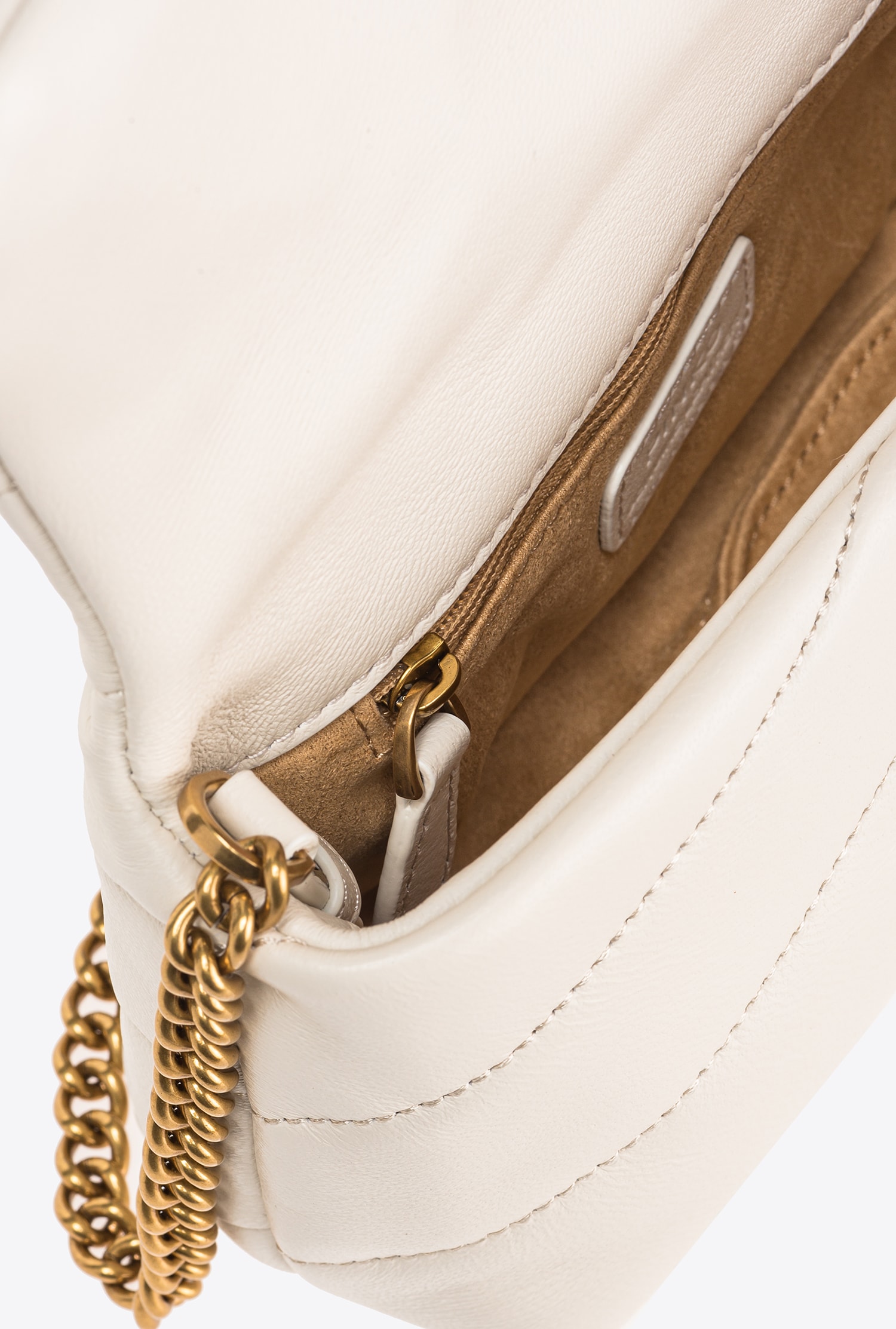 Pinko Love Baby Puff Leather Crossbody Bag In White
