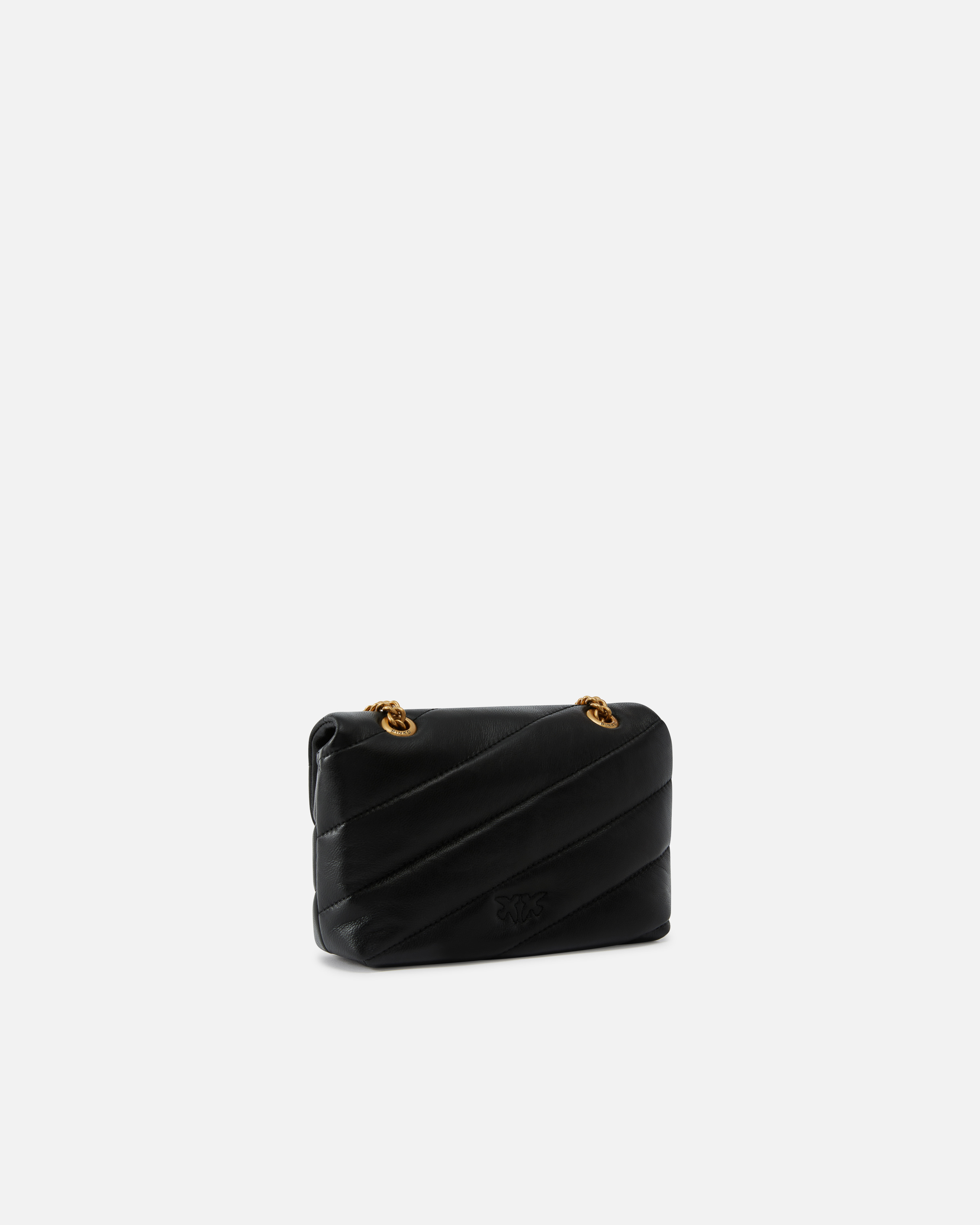 Pinko Love Baby Puff Leather Crossbody Bag In Black-antique Gold