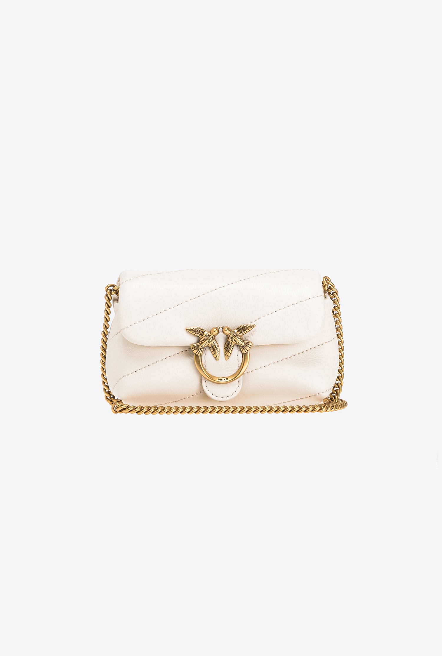 Pinko Micro Love Bag Puff Maxi Quilt In White+white-antique Gold
