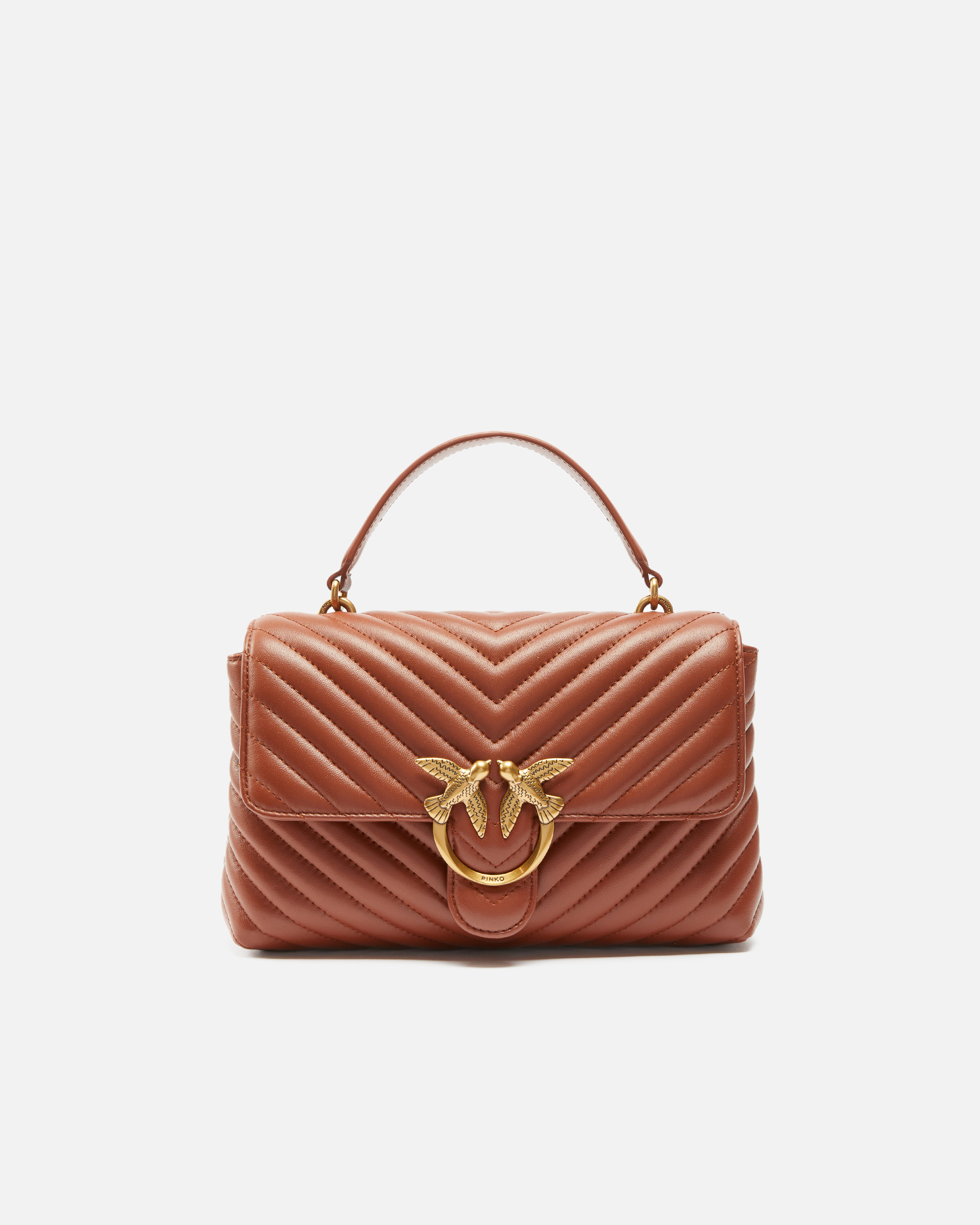 Pinko Classic Lady Love Bag Puff Chevron In Arabe-or Antique
