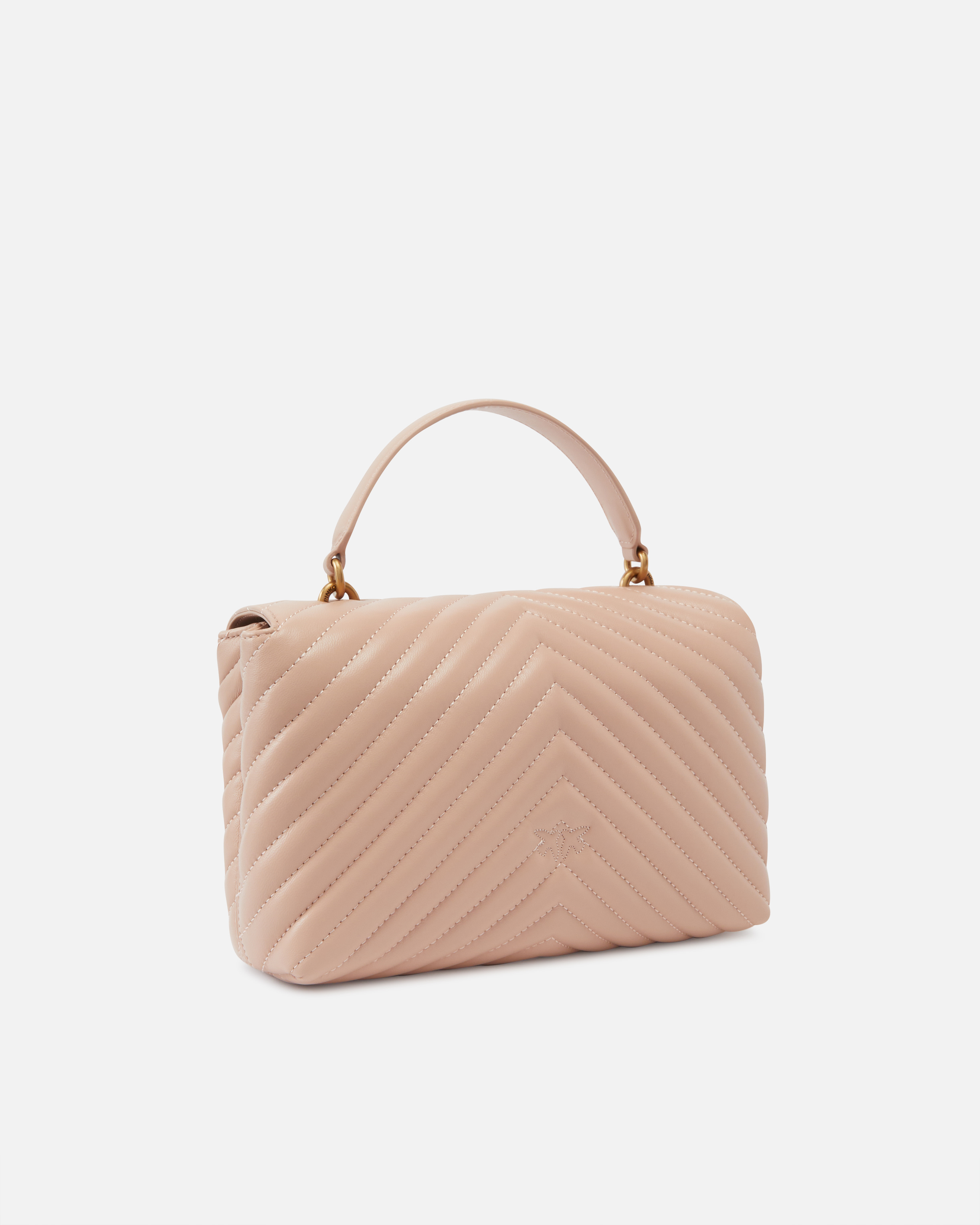 Pinko Classic Lady Love Bag Puff Chevron In Pink/dusty Pink-antique Gold