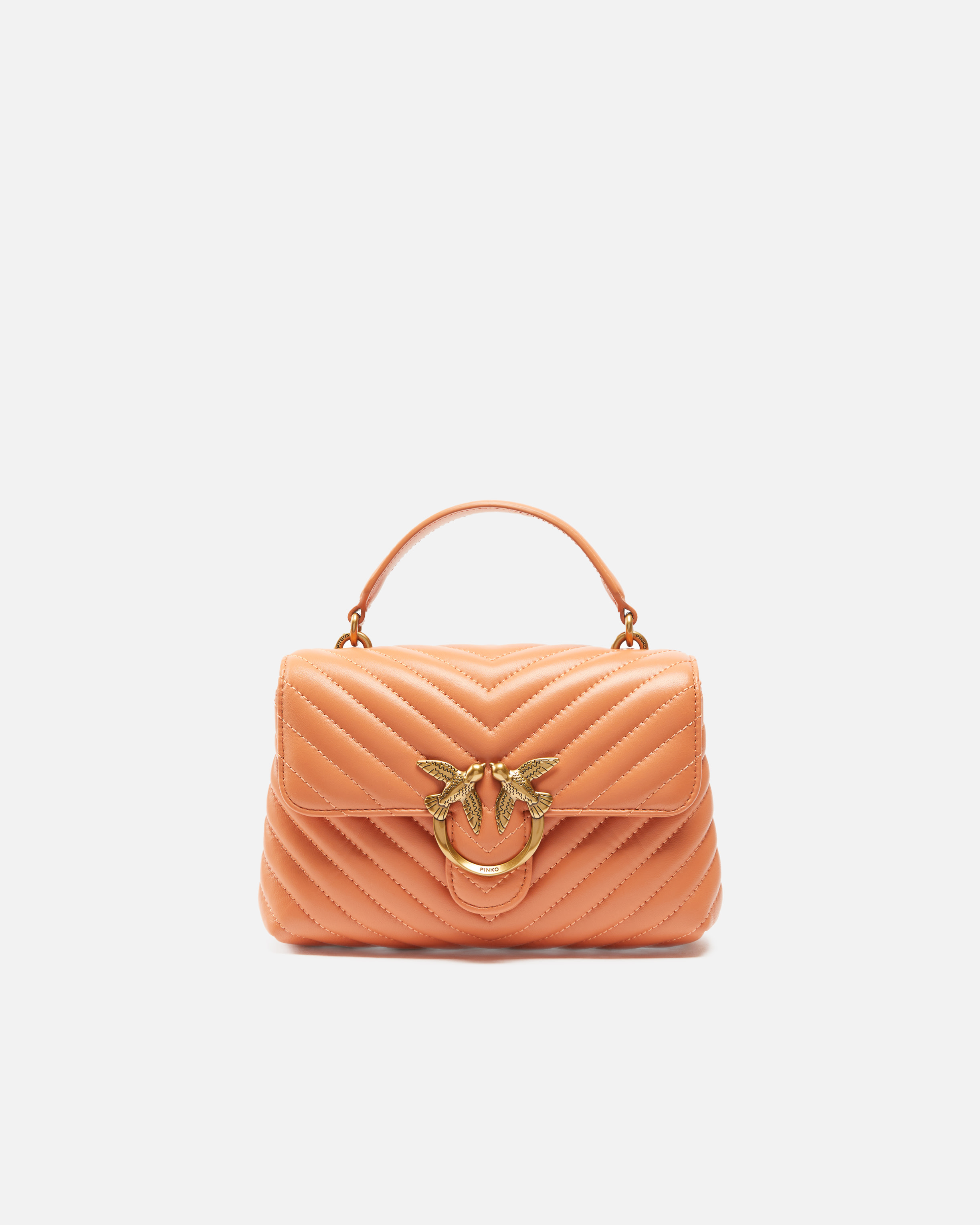 Pinko Mini Lady Love Bag Puff Chevron In Arancione  Brandy-antique Gold