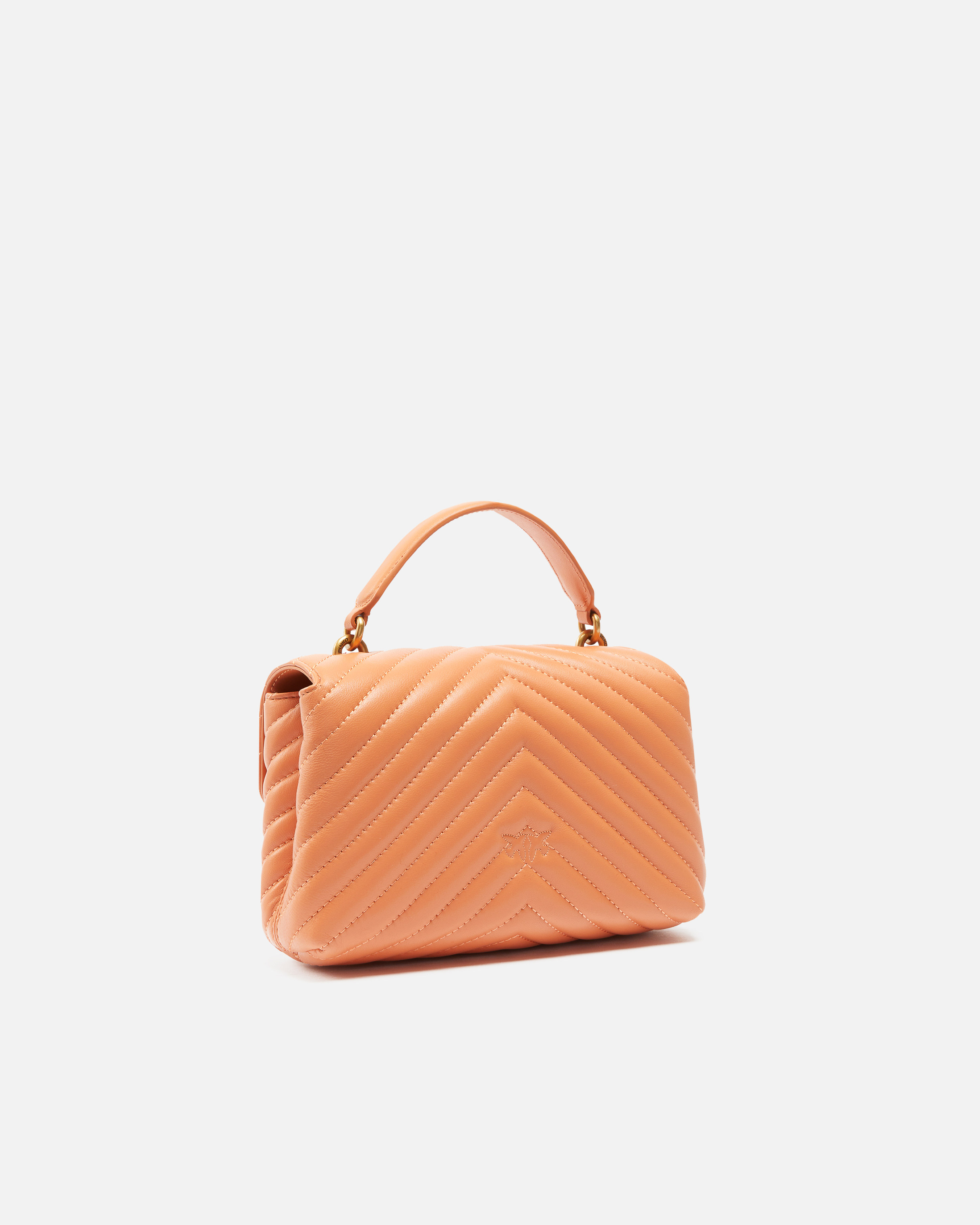 Pinko Mini Lady Love Bag Puff Chevron In Arancione  Brandy-antique Gold