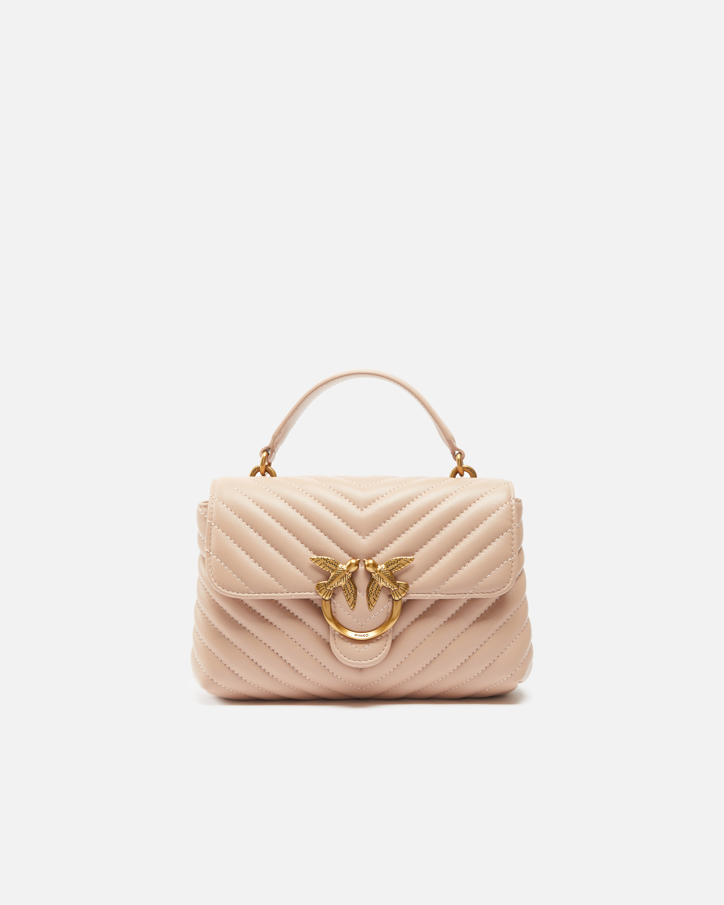 Pinko Mini Lady Love Bag Puff Chevron In Rosa/polvere Rosa-antique Gold