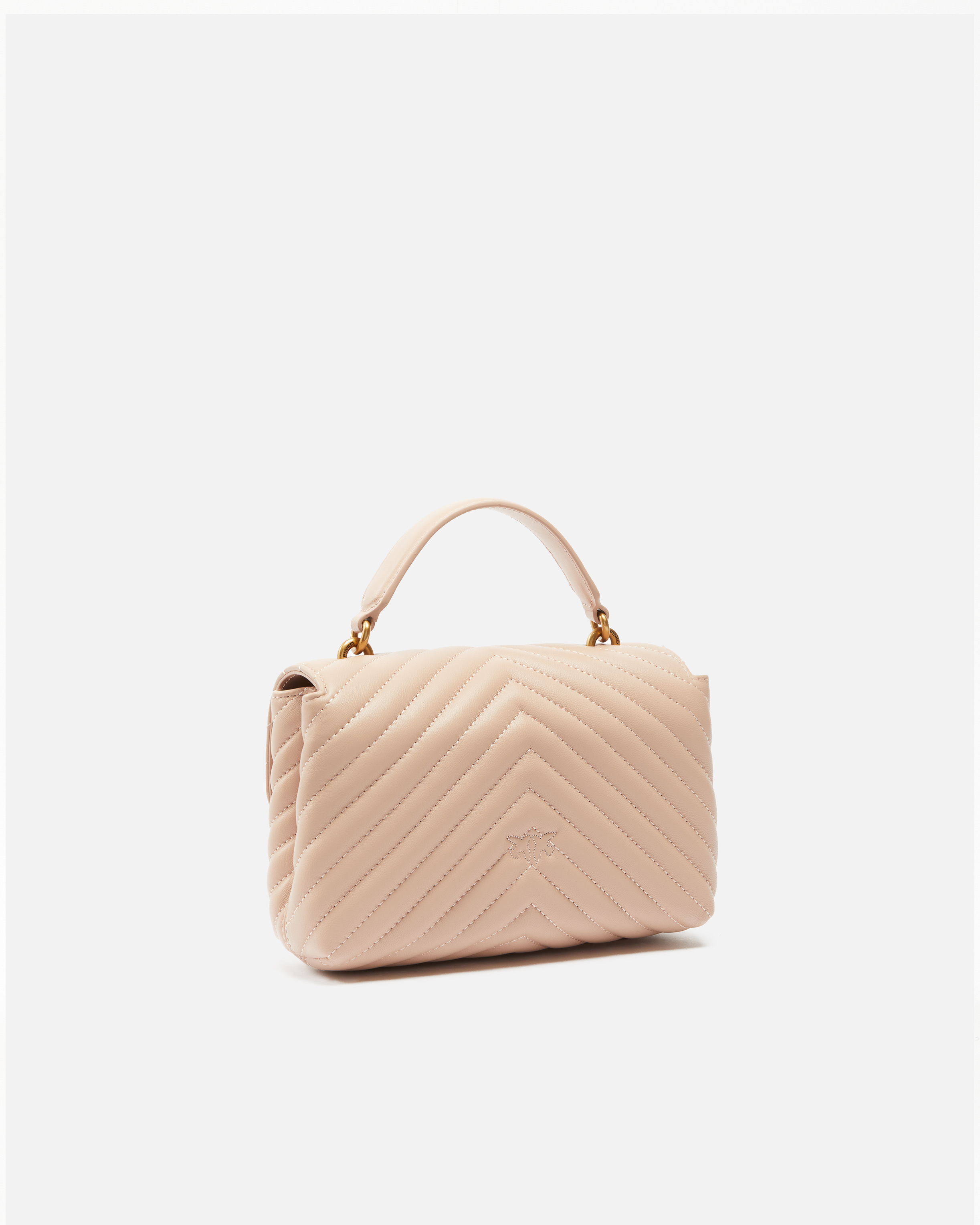 Pinko Mini Lady Love Bag Puff Chevron In Rosa/polvere Rosa-antique Gold
