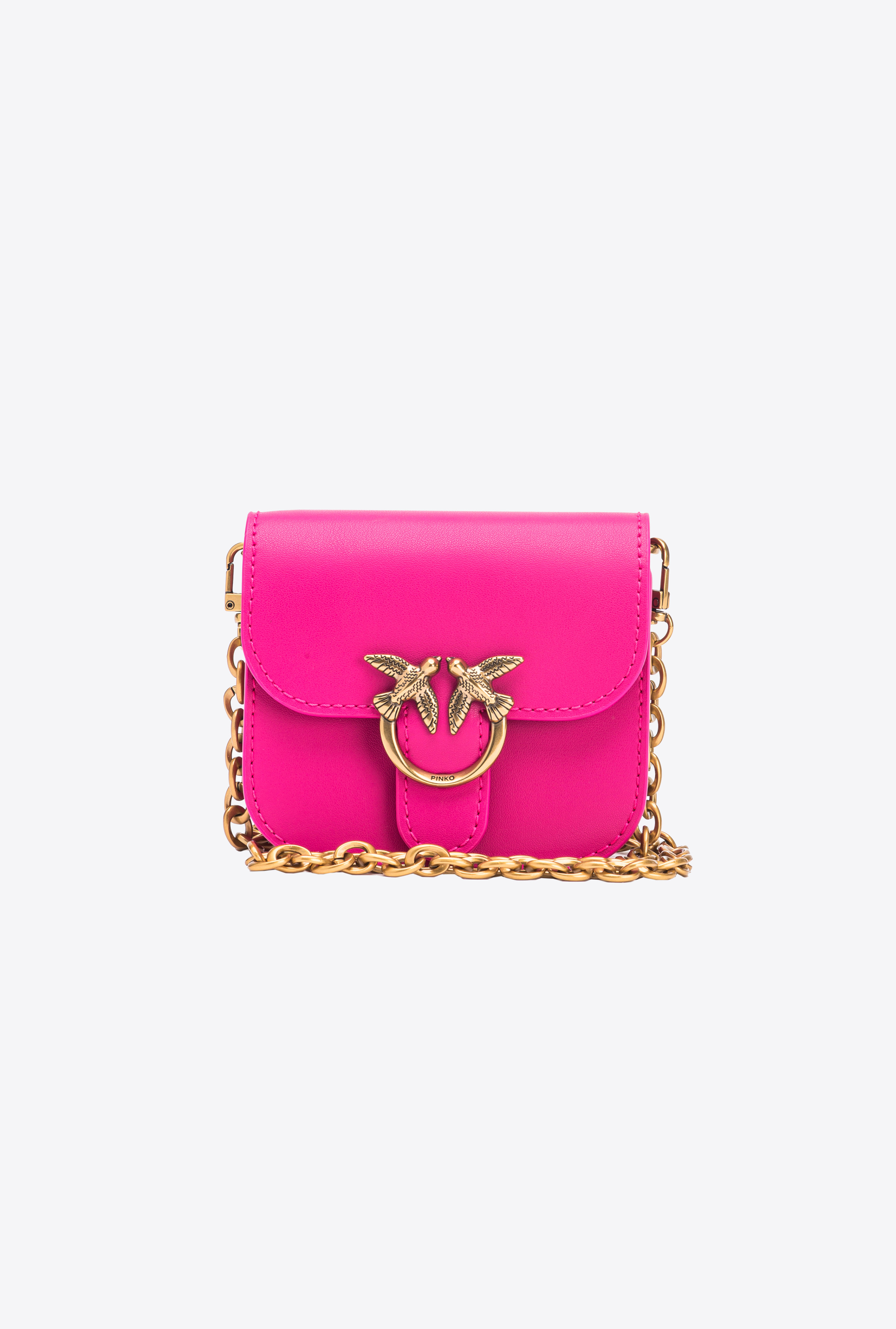 Pinko Love Bell Chain-link Foldover Crossbody Bag in Pink