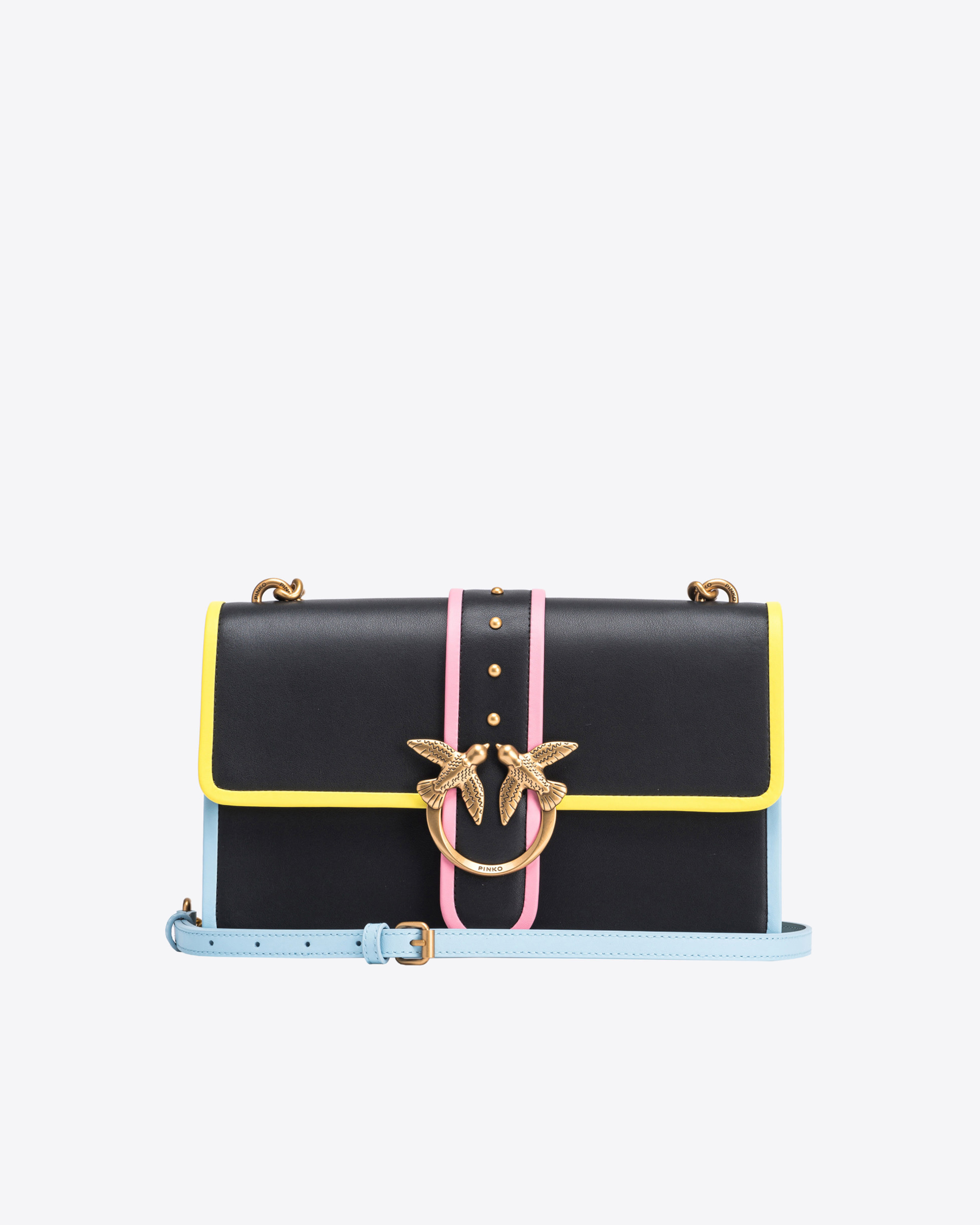 Classic Love Bag One in leather with multicoloured edging