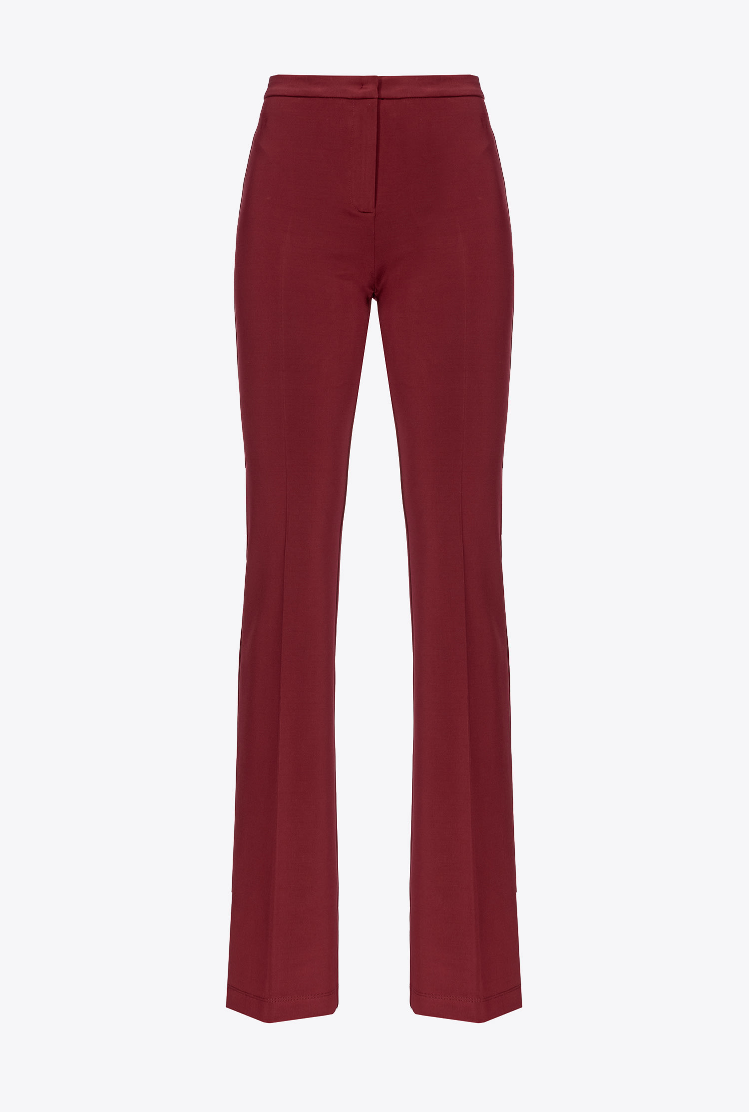 Pinko Flared Flowing Neoprene Trousers In Burgundy-port Royale